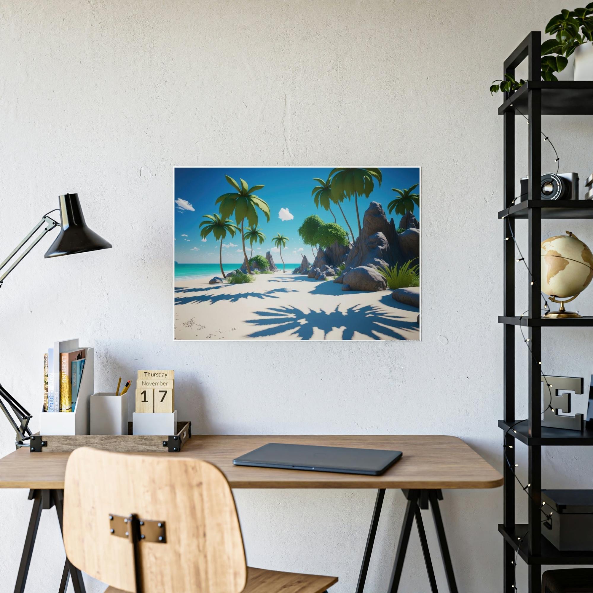 Island Beach Seaside Bliss: Wall Art of a Gorgeous Island Beach on a Natural Canvas & Poster