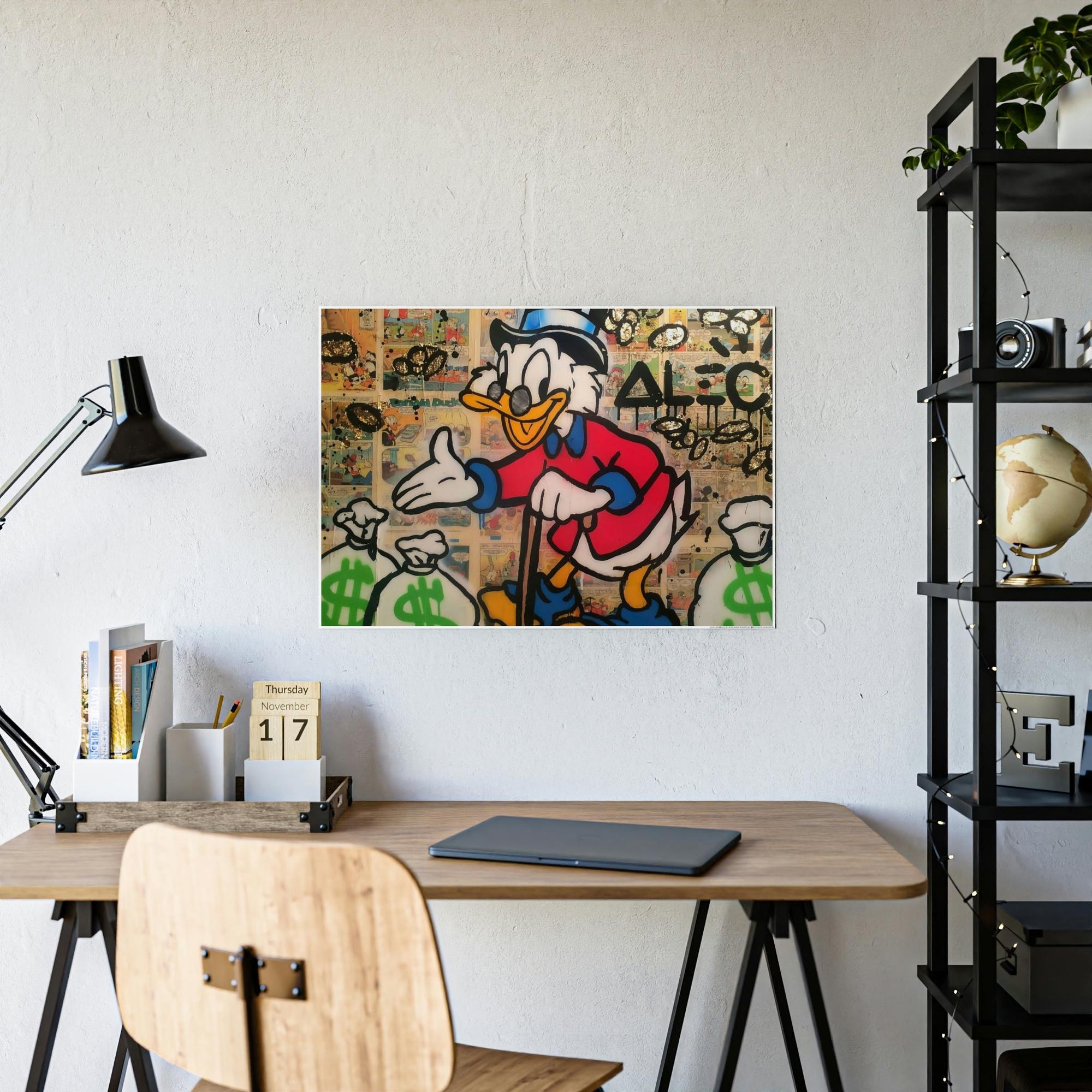 Monopoly & Motivation Monopoly Madness: Disney's Duck in Alec Monopoly Style on Canvas and Framed Poster