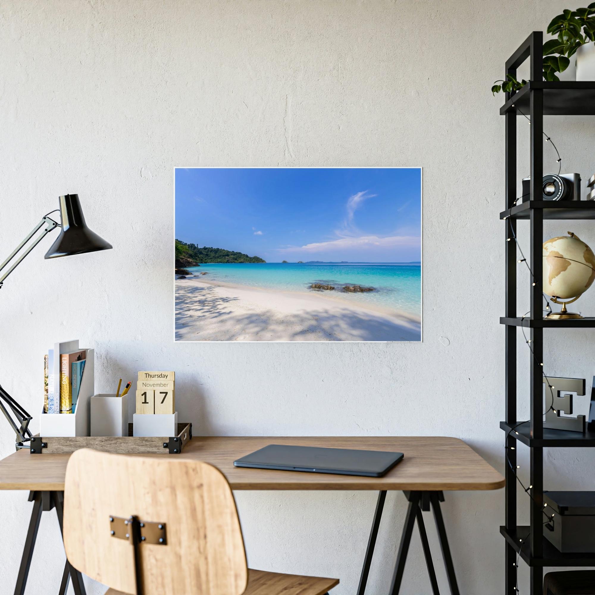 Island Beach Paradise Found: Framed Poster of a Stunning Beach Scene on a Tropical Island