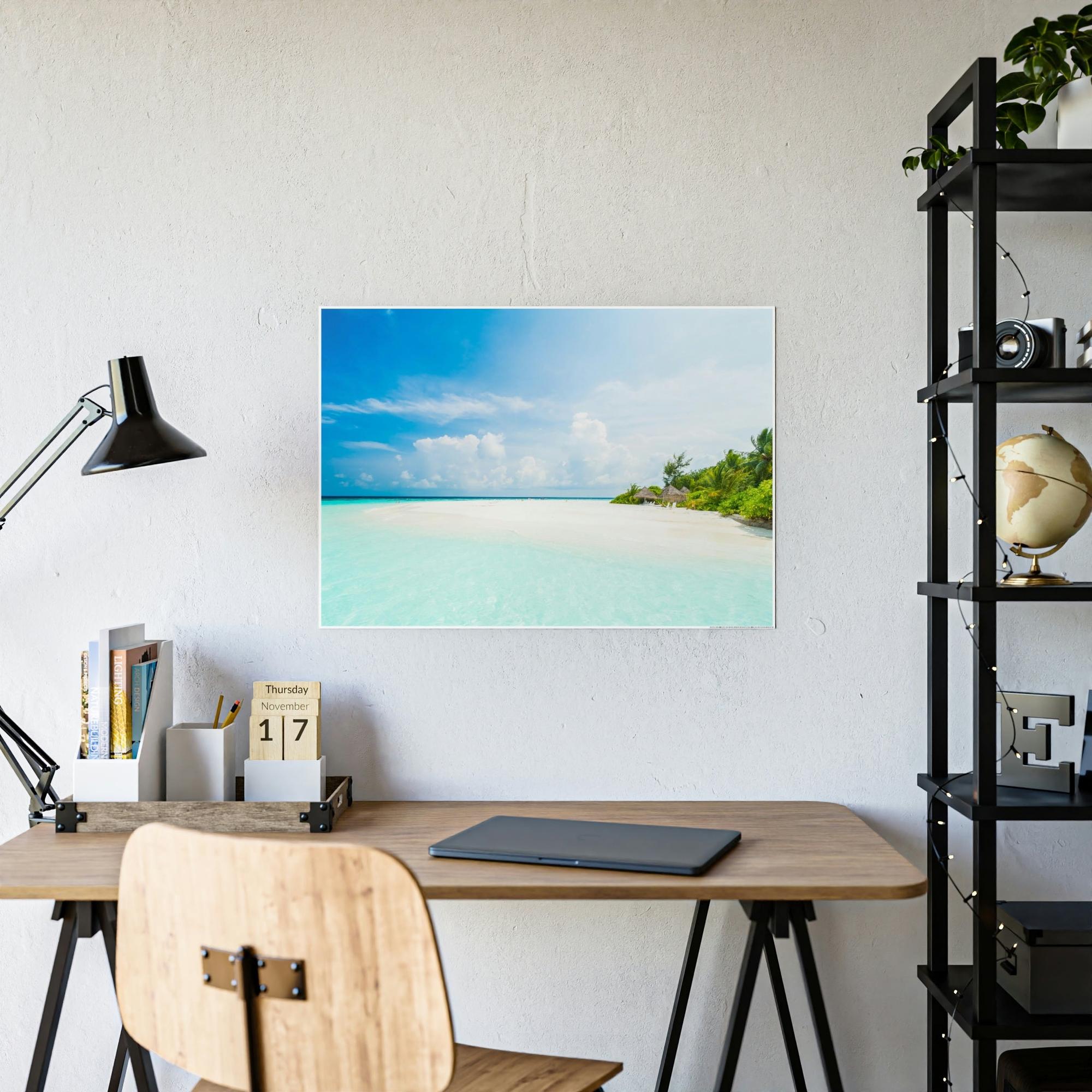 Island Beach Sun-Kissed Shores: Wall Art of a Vibrant Island Beach on Canvas & Poster