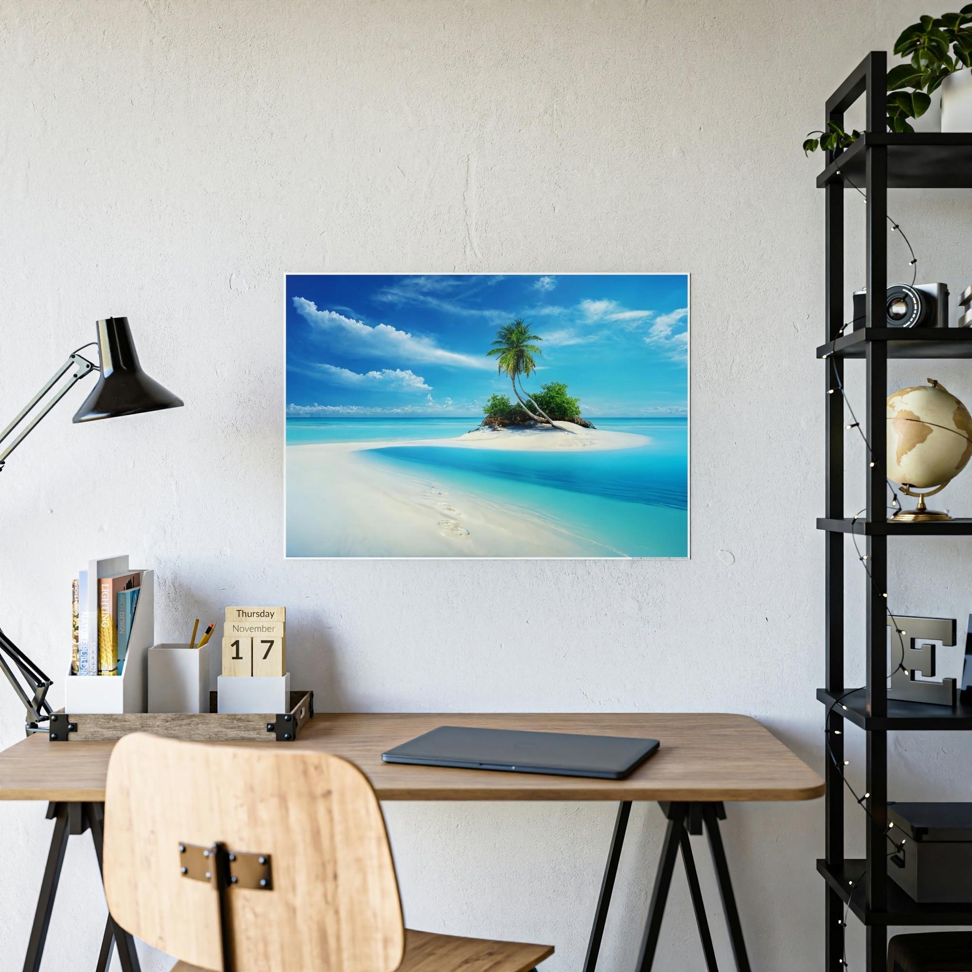 Island Beach Tranquil Tropics: Canvas & Poster Art of a Serene Island Beach Scene