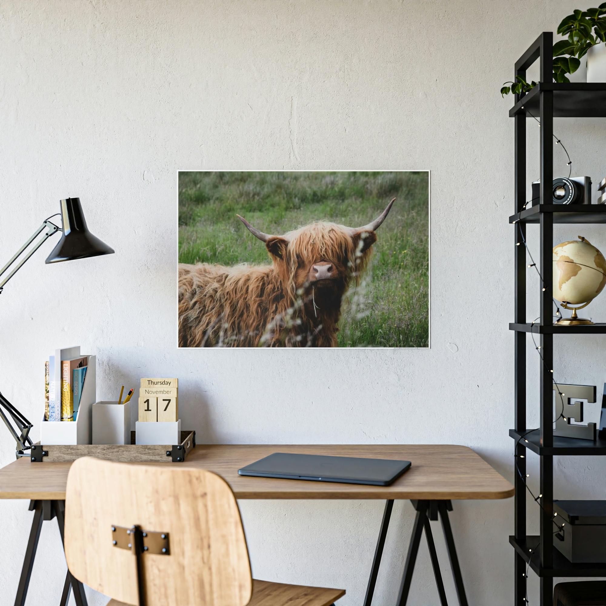 Highland Cow Highland Cow Calf: Adorable Wall Art on Natural Canvas