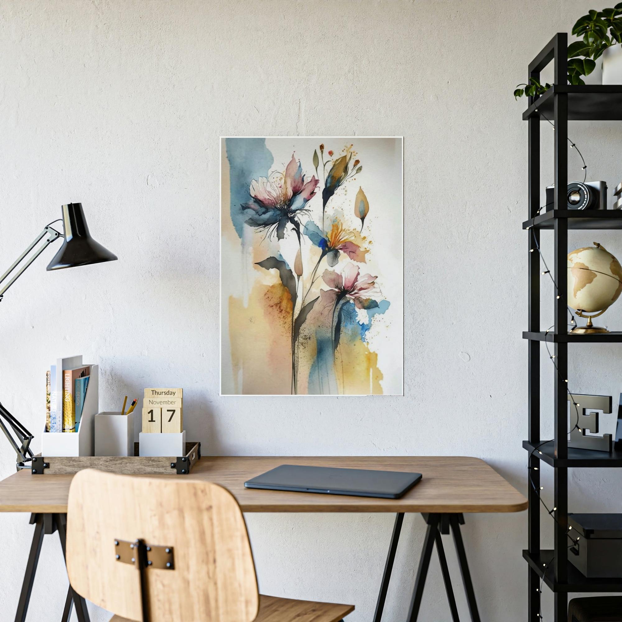 Abstract Floral Framed Poster & Canvas of Abstract Flowers: A World of Delight