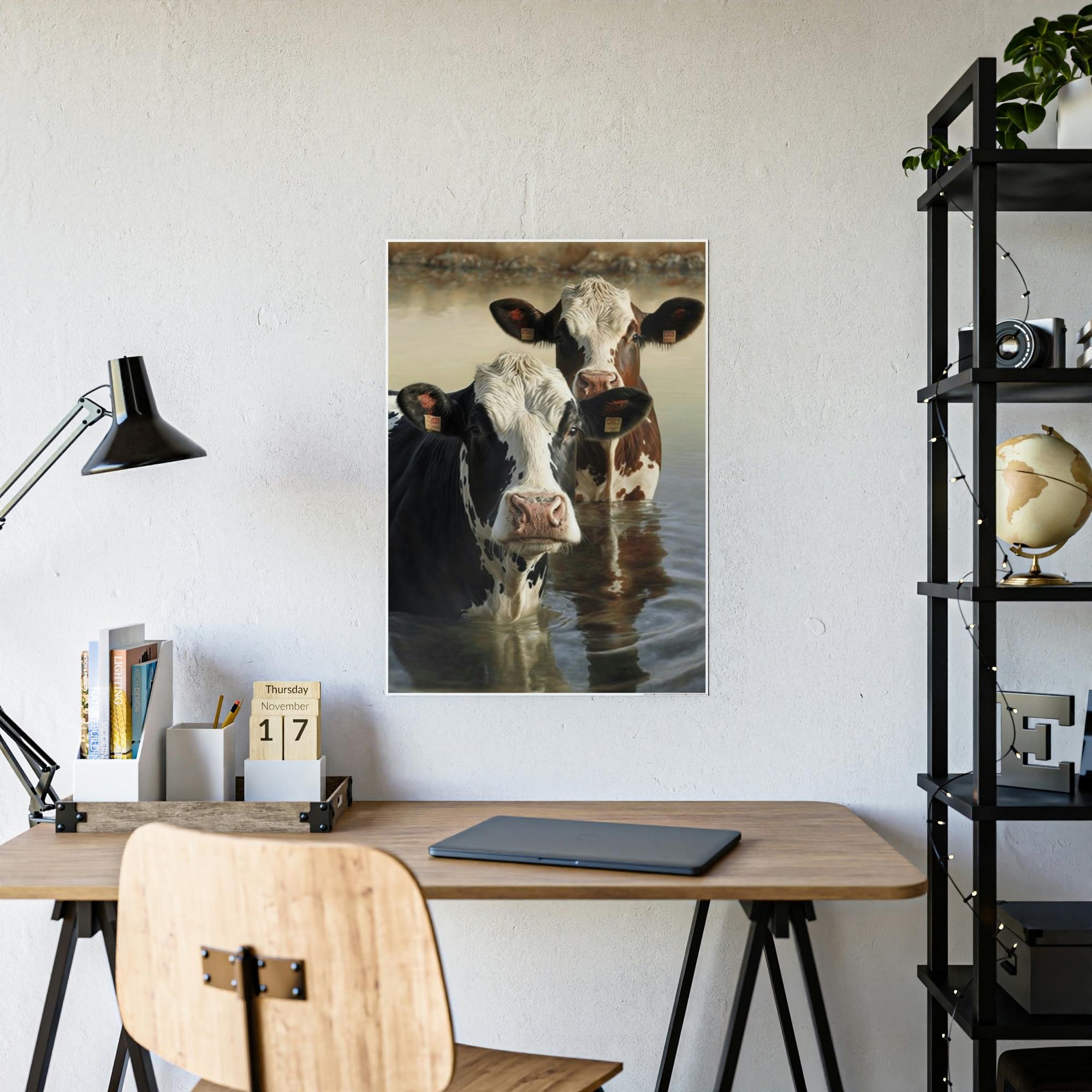 Cows Majestic Cows: A Canvas Depiction of the Farm Life