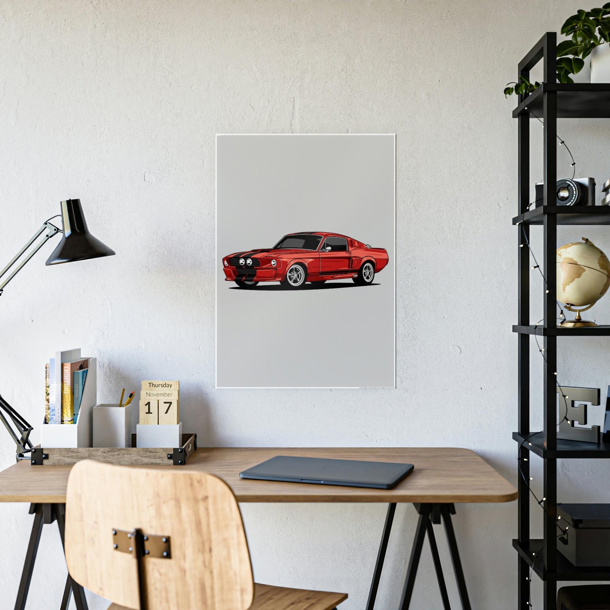 Mustang Racing Aesthetics: Canvas & Poster of a Mustang Sports Car for Wall Decor