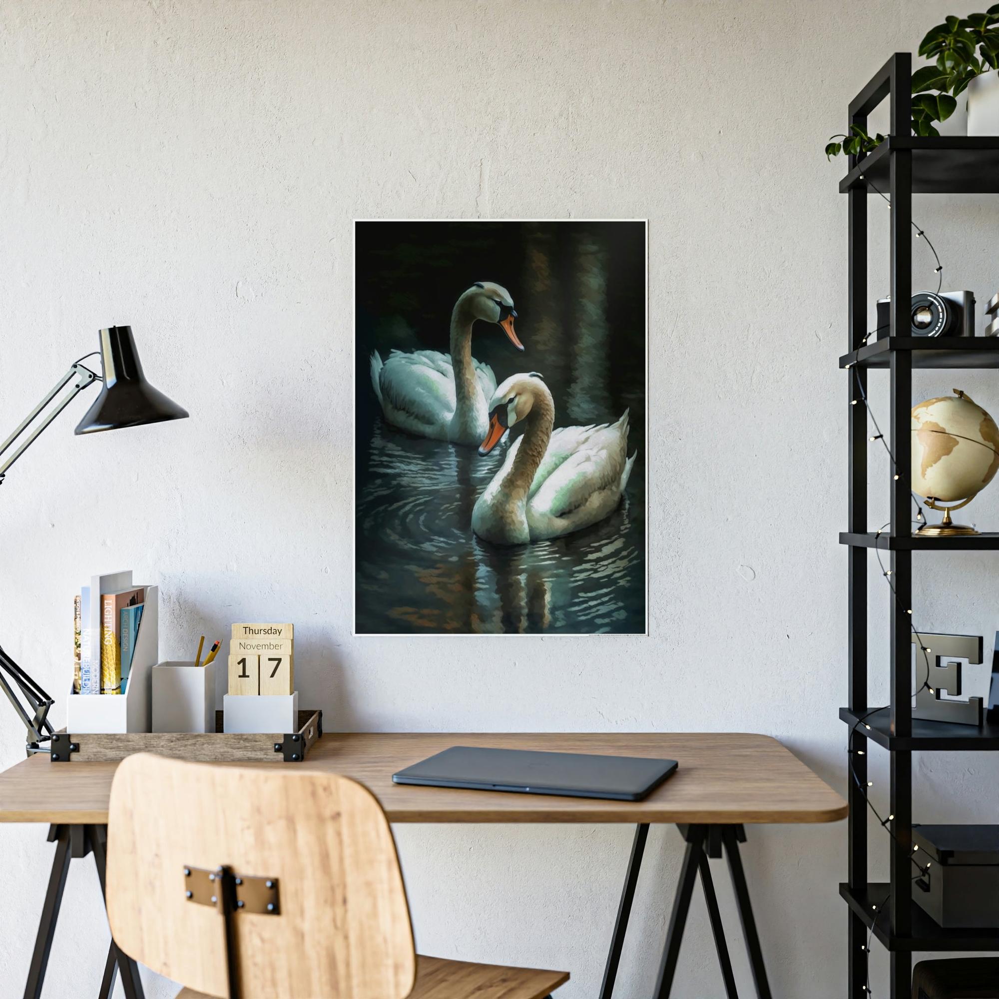 Swans Swan Lake: A Dreamy Painting on Canvas