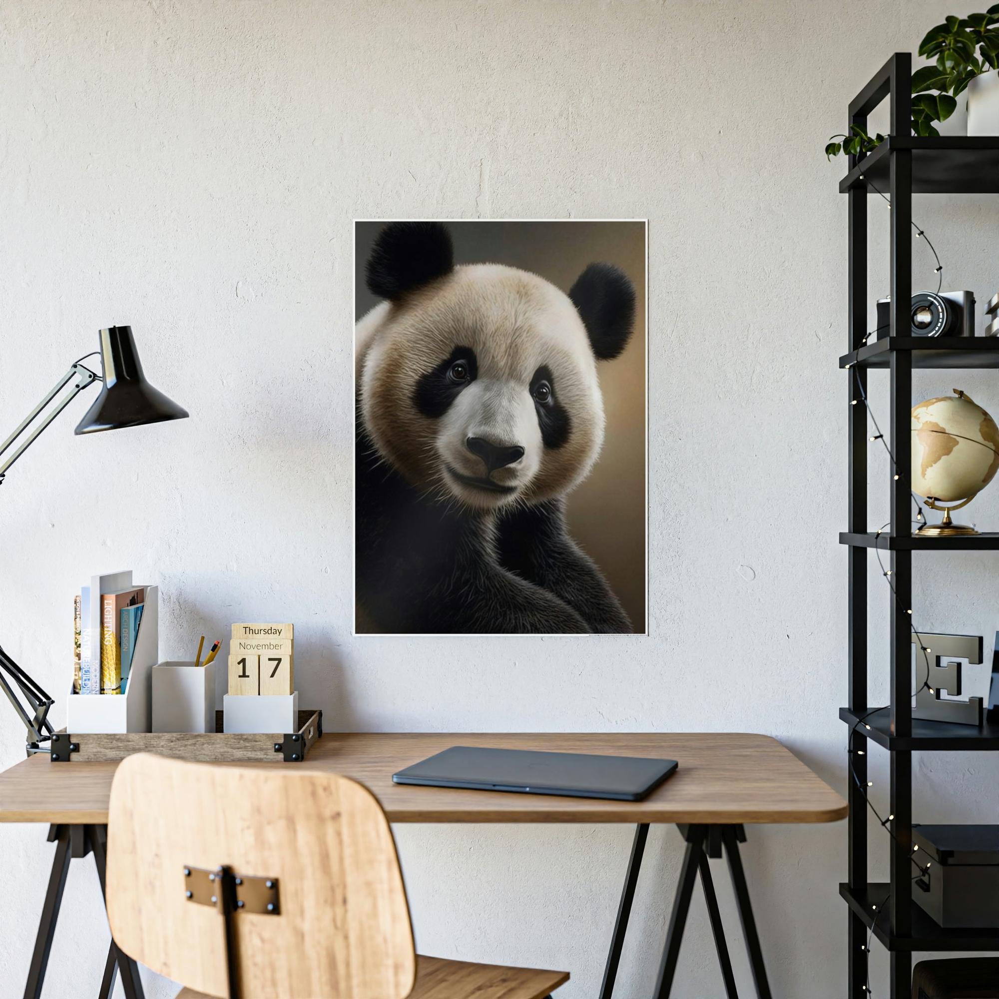 Pandas Panda at Rest: A Serene Portrait of Gentle Giant on Canvas