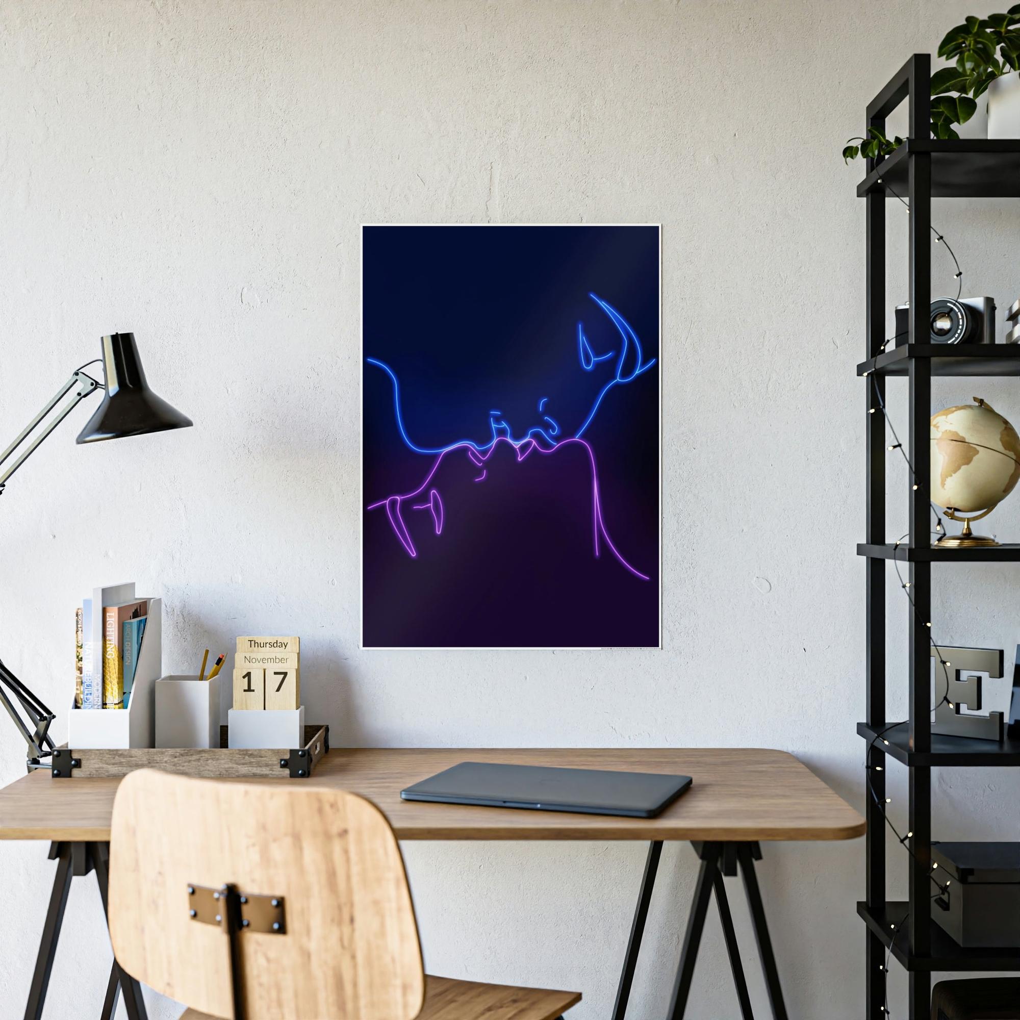 Neon Neon Splendor Unleashed: Radiant Wall Art on Natural Canvas and Framed Poster Prints