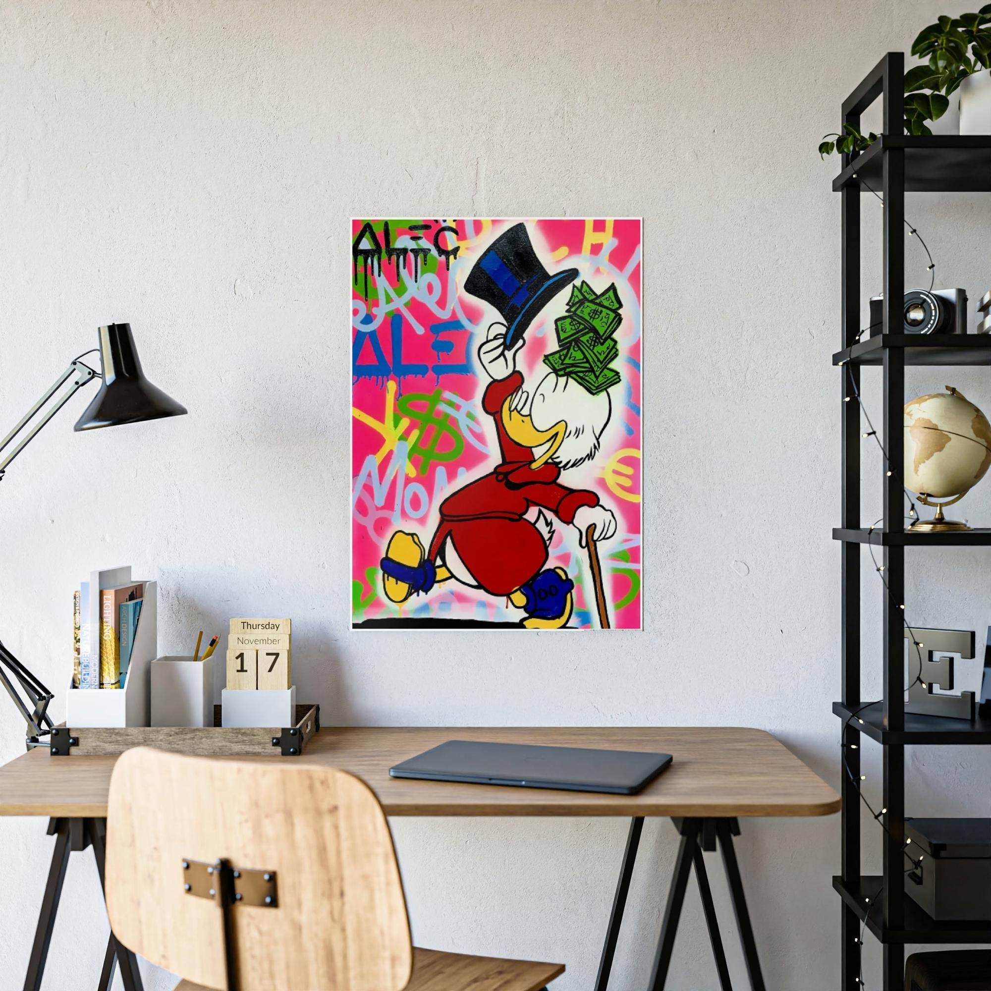 Monopoly & Motivation Street Art Duck: Alec Monopoly Inspired Canvas and Poster Print of Disney's Beloved Character