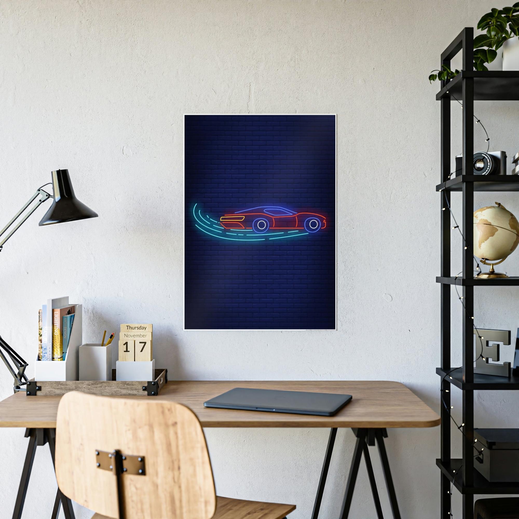 Neon Illuminating Imagination: Neon-themed Wall Art Prints on Natural Canvas
