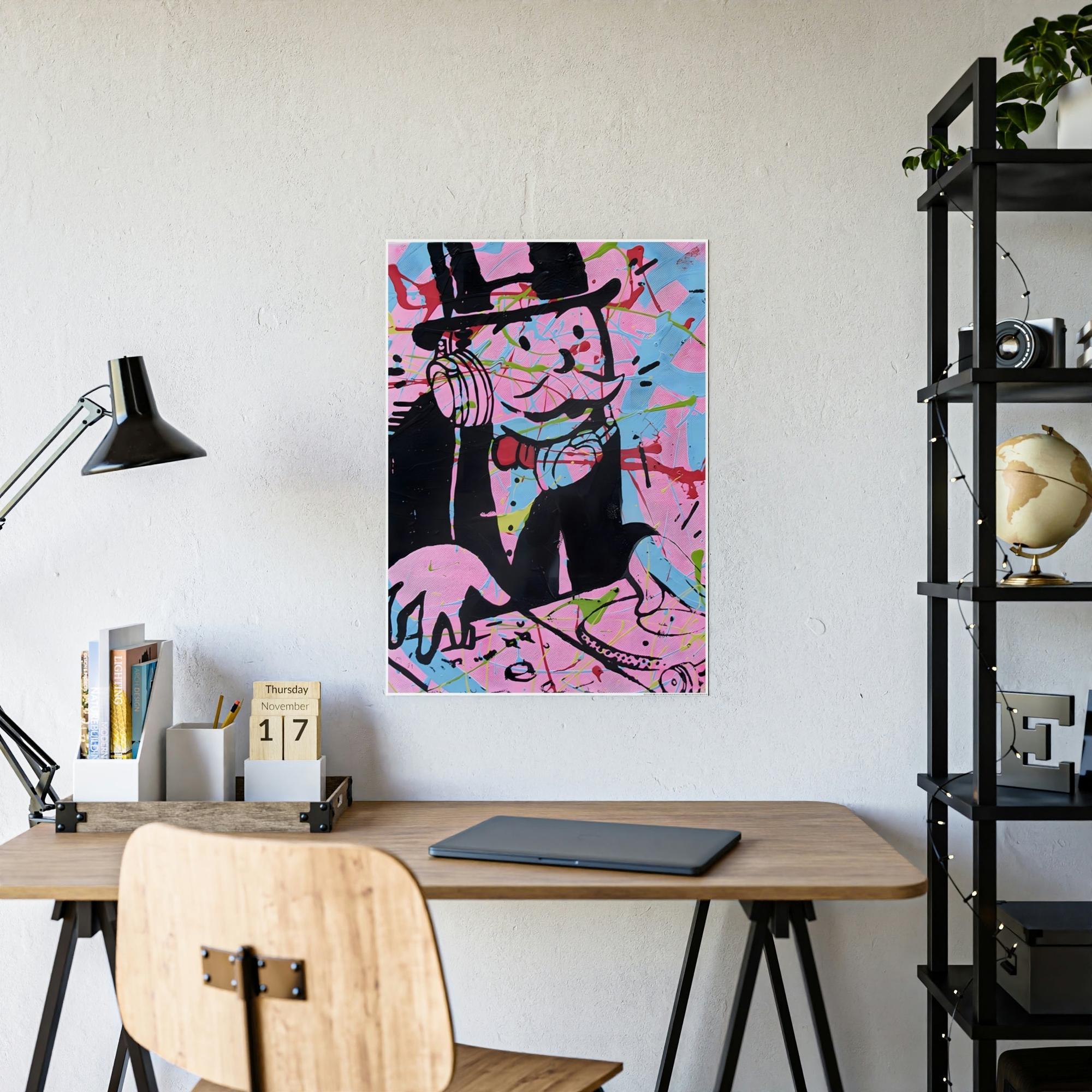 Monopoly & Motivation Pop Art Icon: Eye-Catching Wall Art Prints of Alec Monopoly's Iconic Graffiti Style on Natural Canva