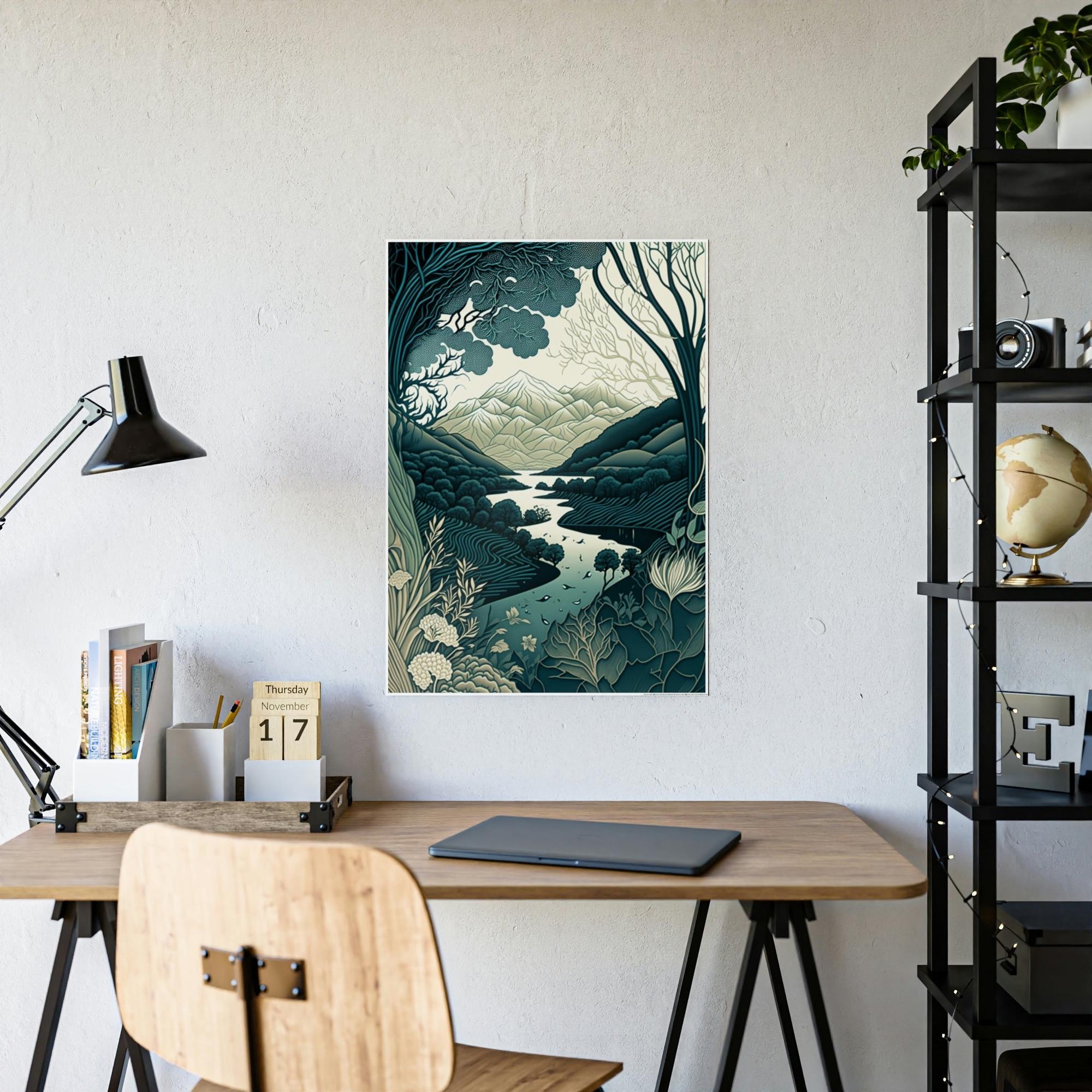 Abstract Line Art Fluid Lines: A Framed Canvas & Poster Artwork of an Abstract Flowing Design