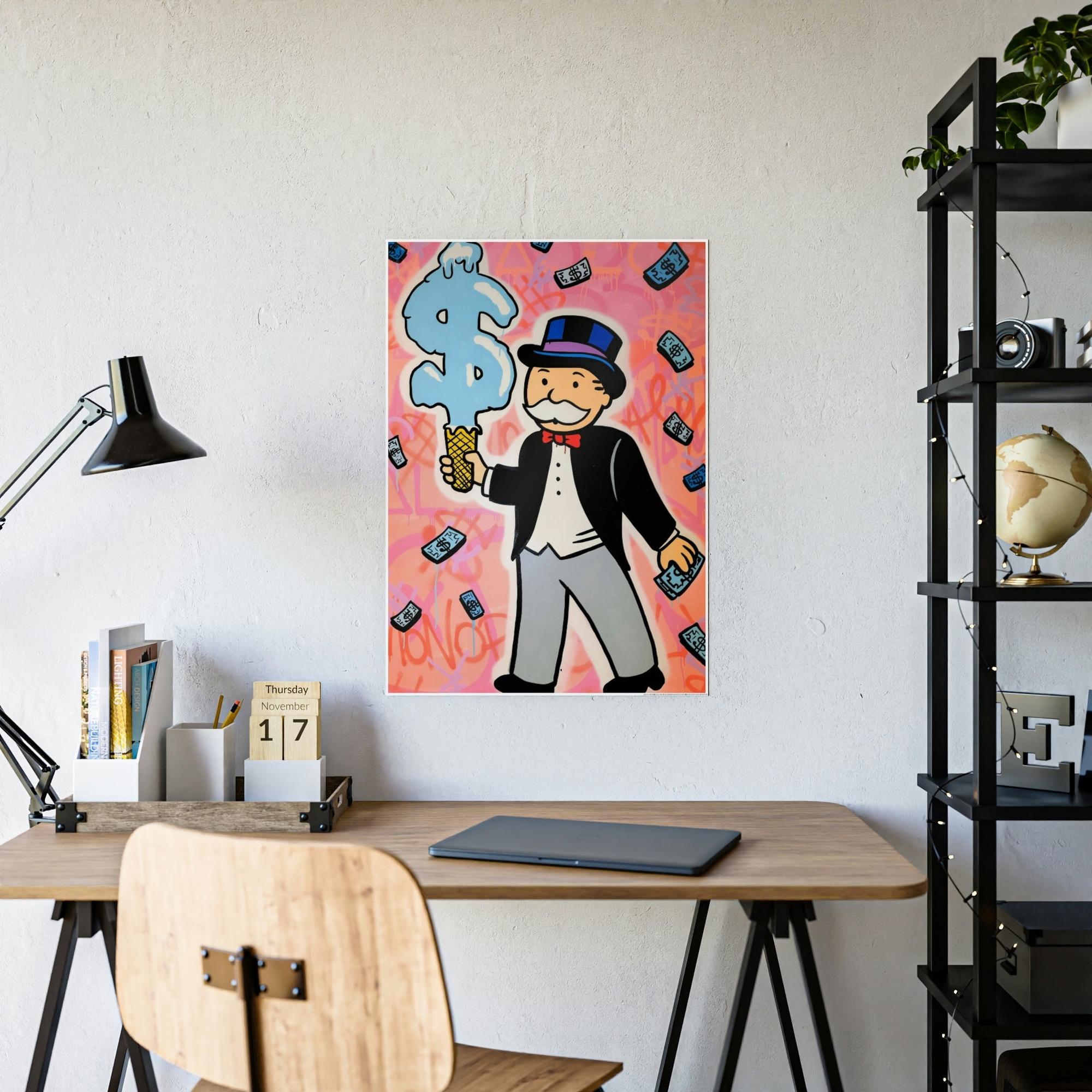 Monopoly & Motivation Money and Art Collide: Framed Canvas and Poster Print of Alec Monopoly's Iconic Work