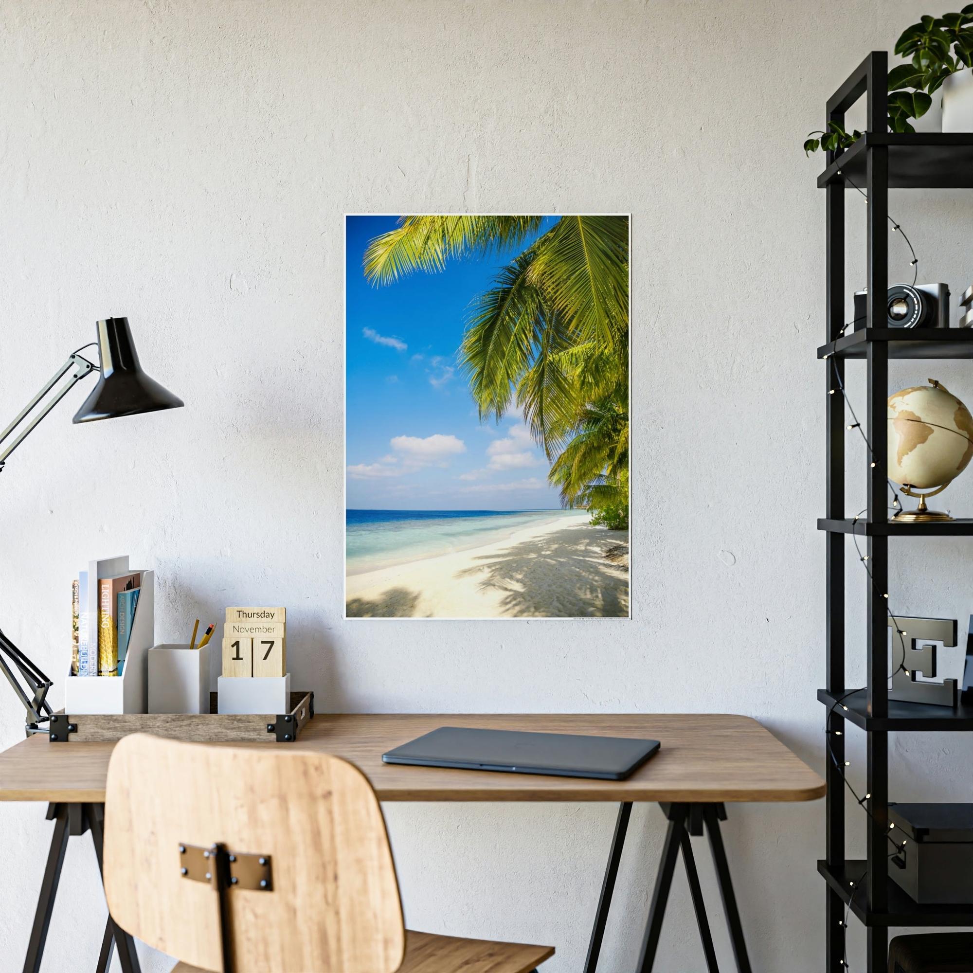 Island Beach Shores of Serenity: Wall Art of an Island Beach on a Natural Canvas & Poster