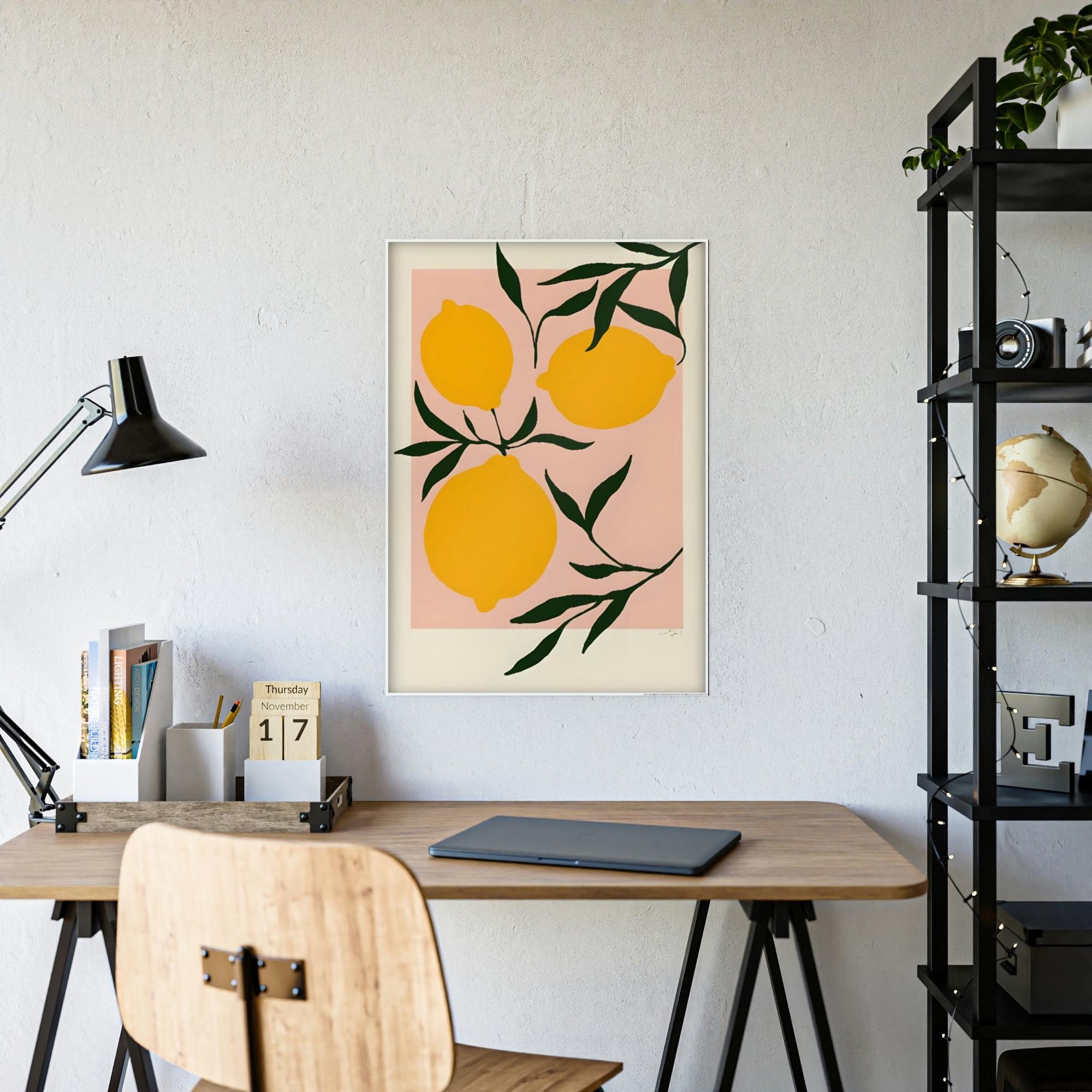 Yellow Refreshing and Vibrant Framed Poster and Canvas Print of Yellow Lemons