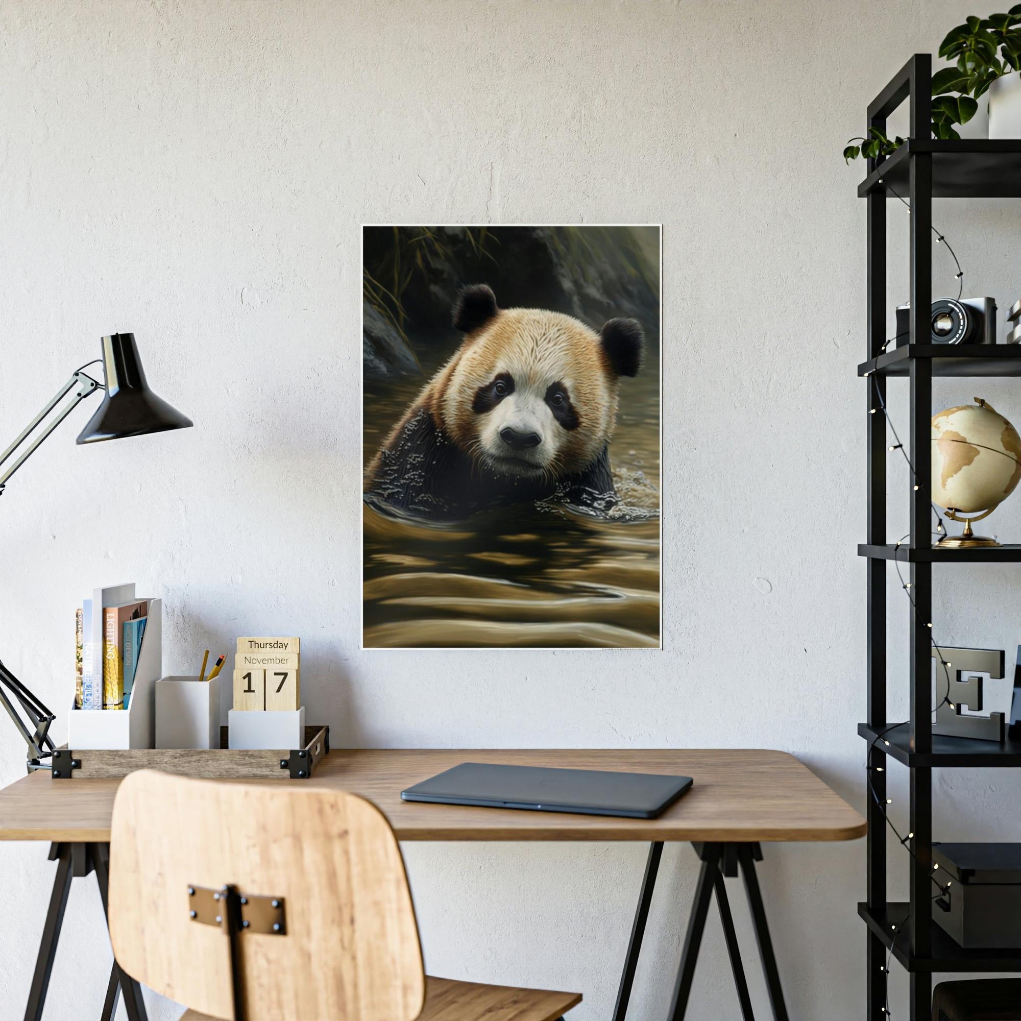 Pandas Water Wading Panda: A Serene Scene