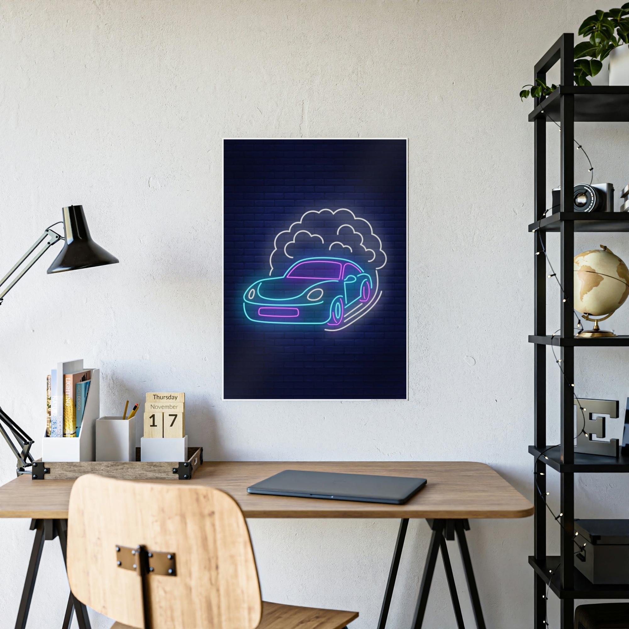 Neon Luminous Landscapes Awakened: Neon-inspired Canvas Prints for Striking Wall Decor