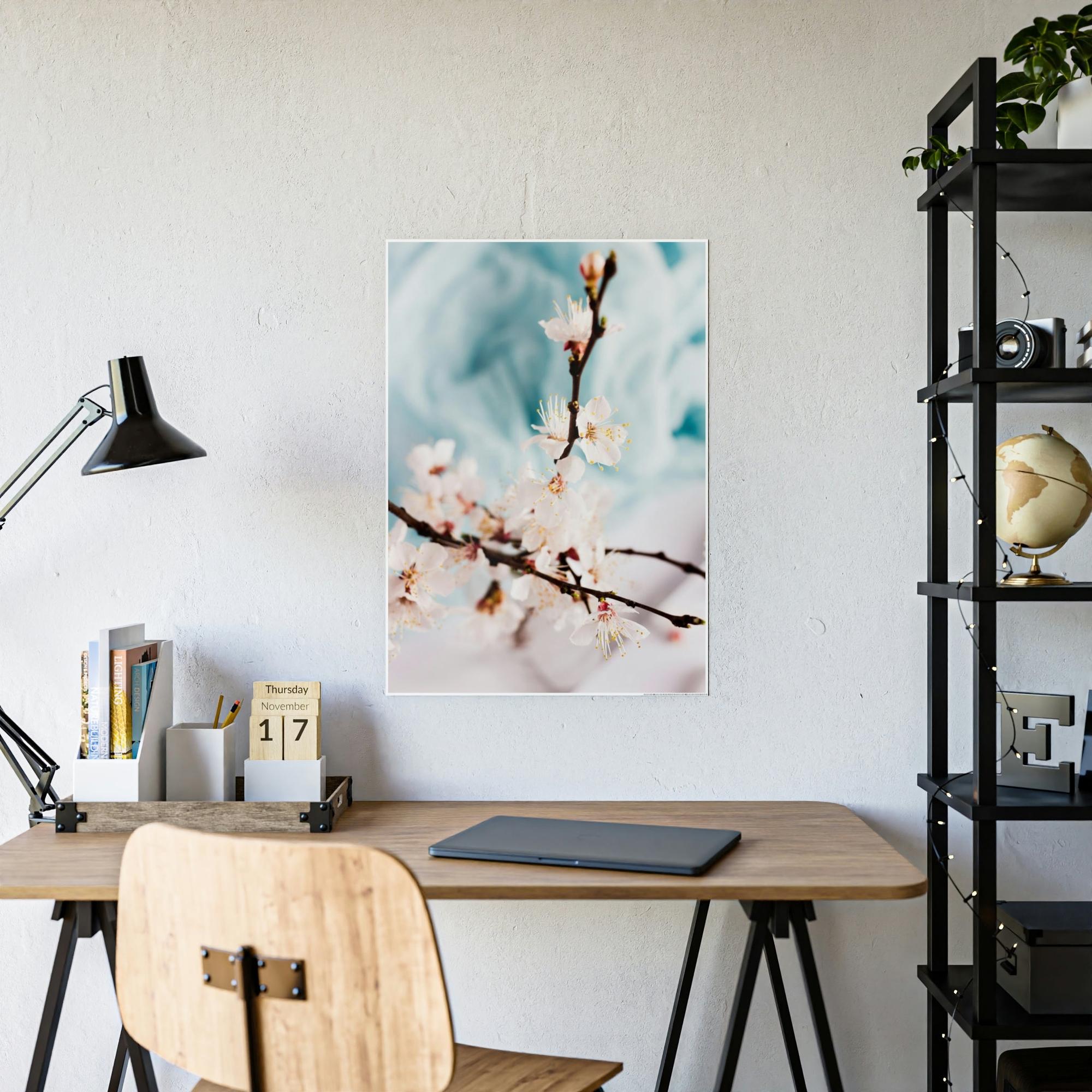 Cherry Blossoms Fragile Elegance: Cherry Blossoms on Artistic Print