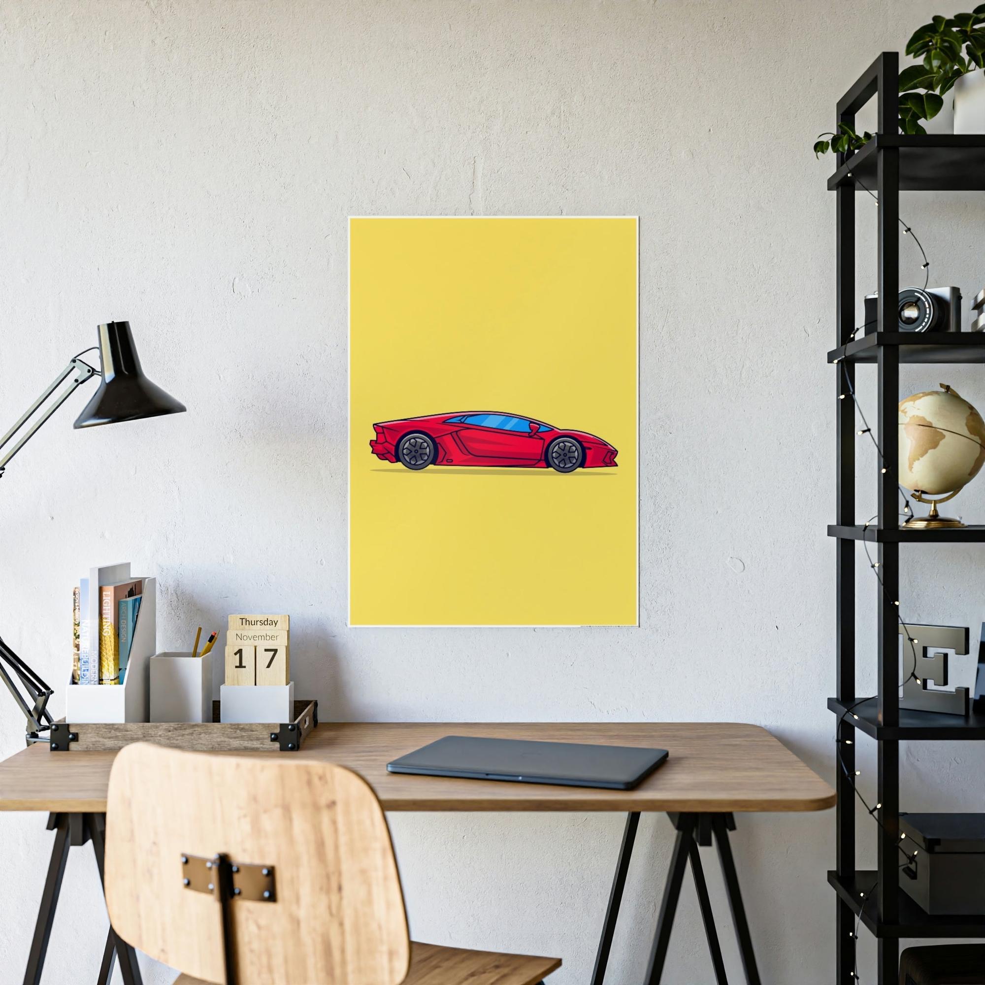 Lamborghini Vibrant Velocity: Red Lamborghini Canvas & Poster Print for Art Enthusiasts