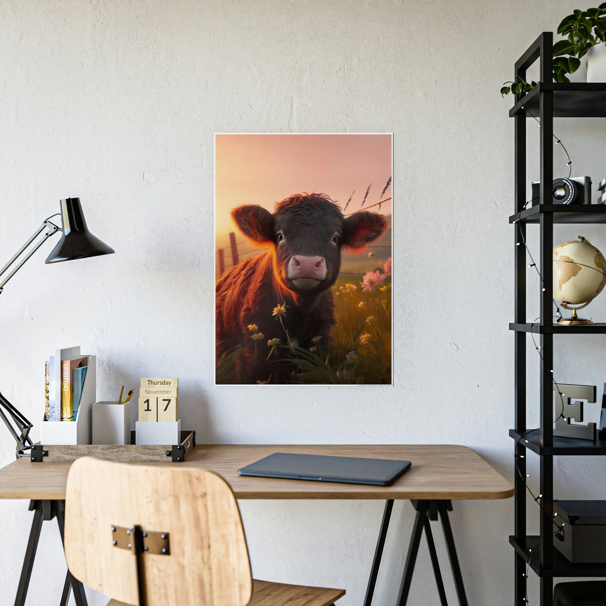 Cows Serene Bovine Beauty: Framed Poster Wall Art Featuring a Stunning Cow Portrait