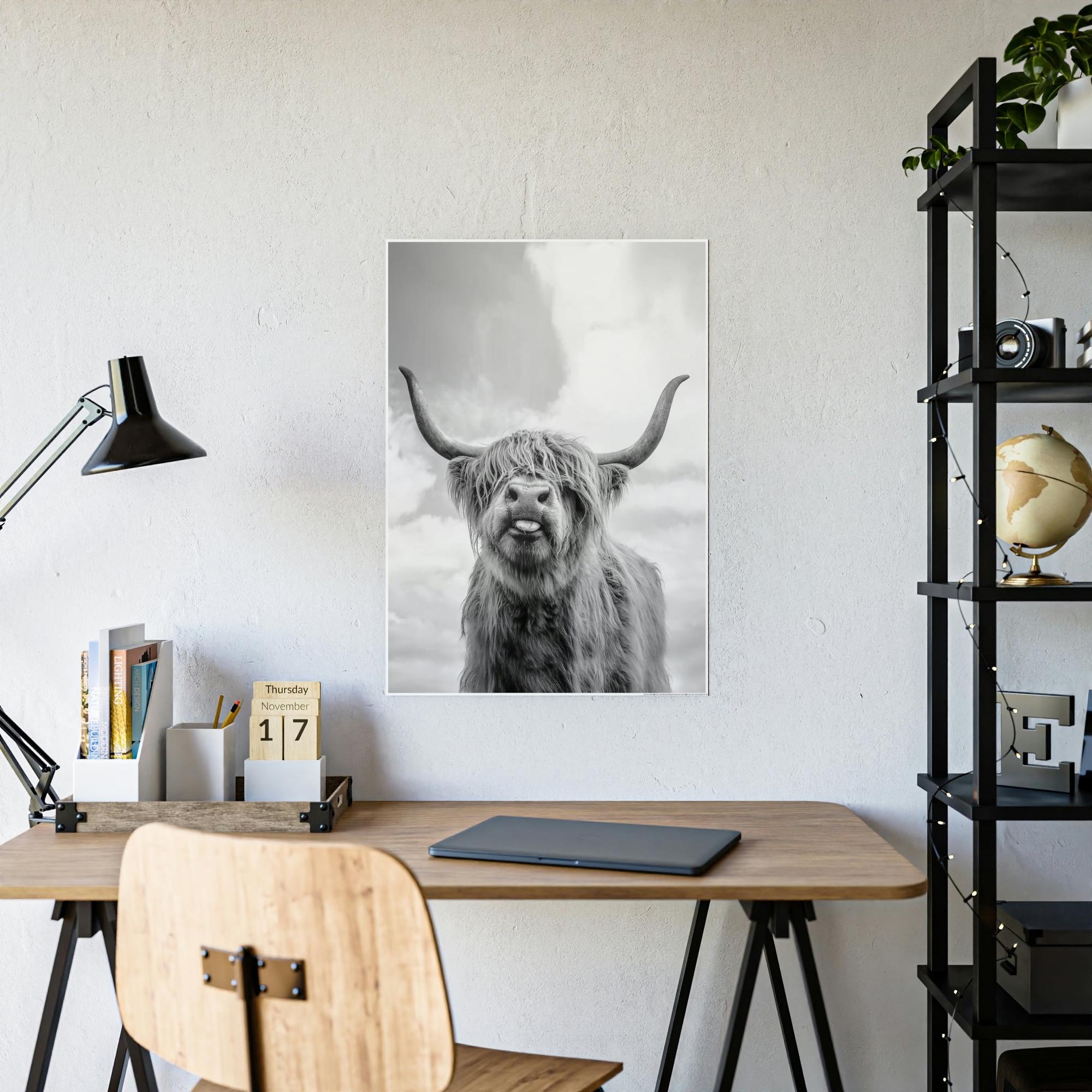 Highland Cow Highland Cow | Wooly Cattle | Black-White Art — Pixoram