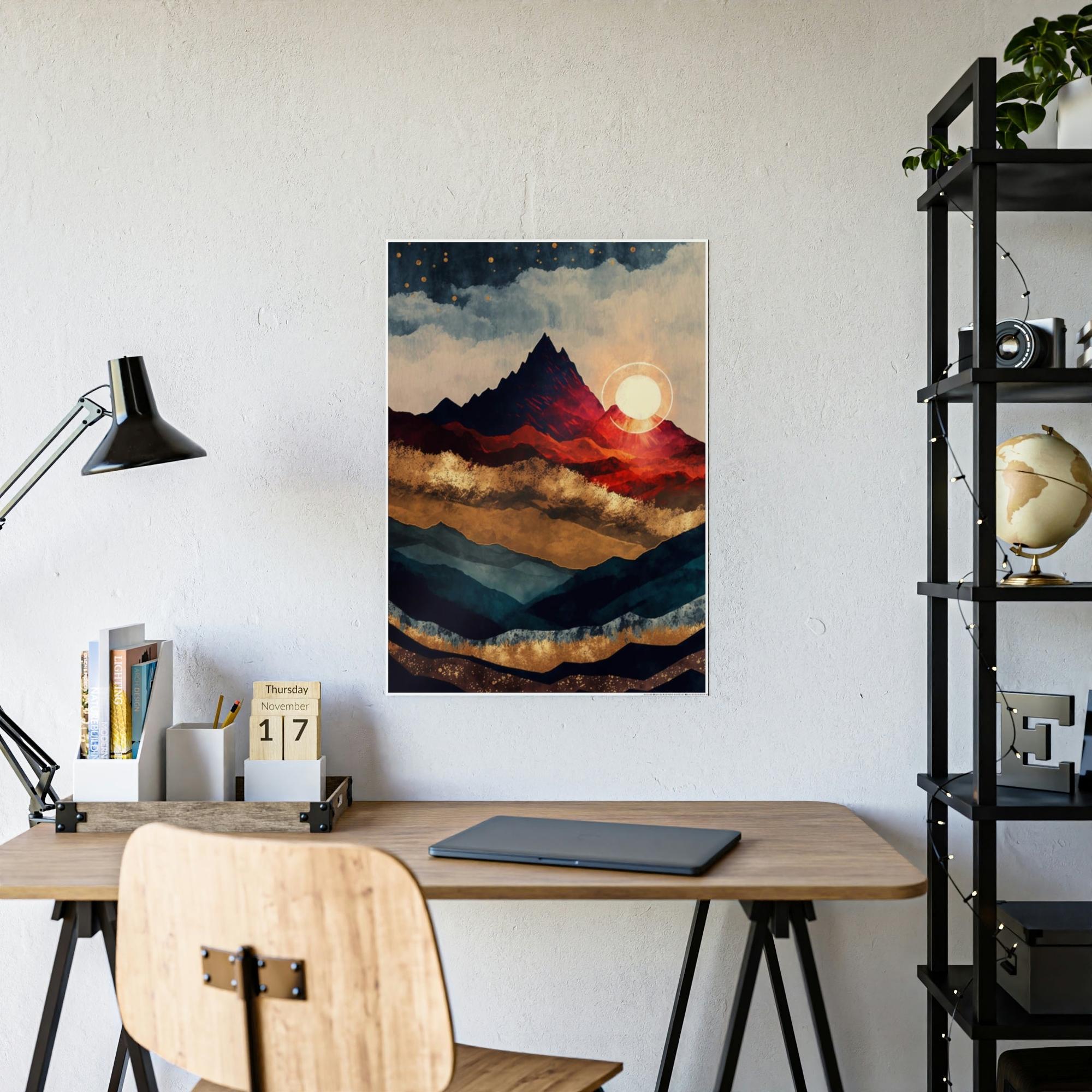 Abstract Landscape Luminous Vista: A Canvas Print of an Abstract Landscape at Sunset