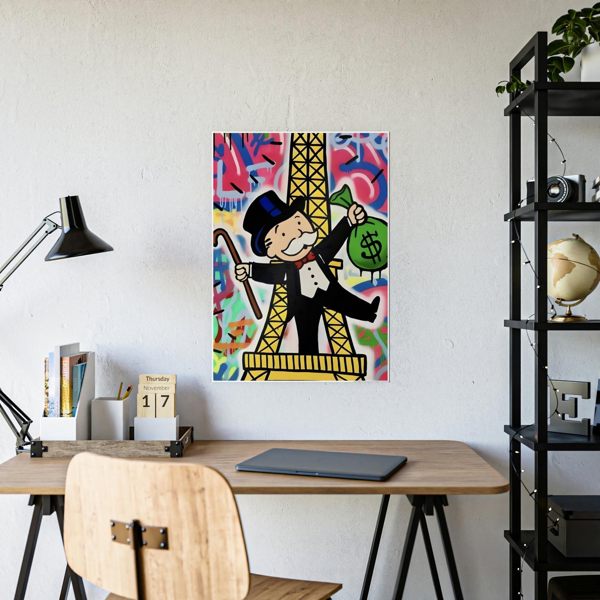Monopoly & Motivation Living Large: Alec Monopoly's Artistic Prints on Framed Canvas Featuring Images of Wealth and Luxury