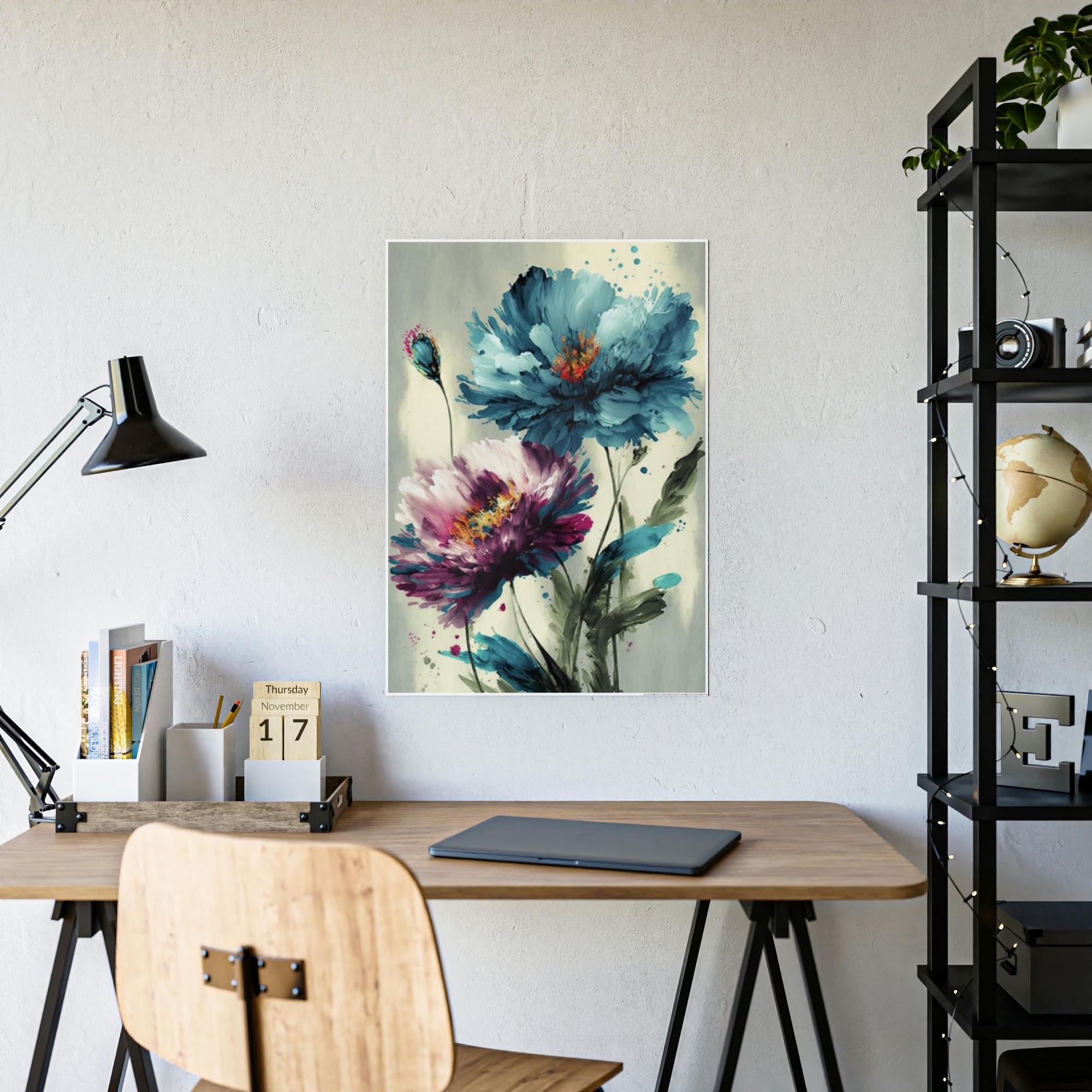 Abstract Flower Framed Canvas & Poster Print of Abstract Bouquets: A Symphony of Colors