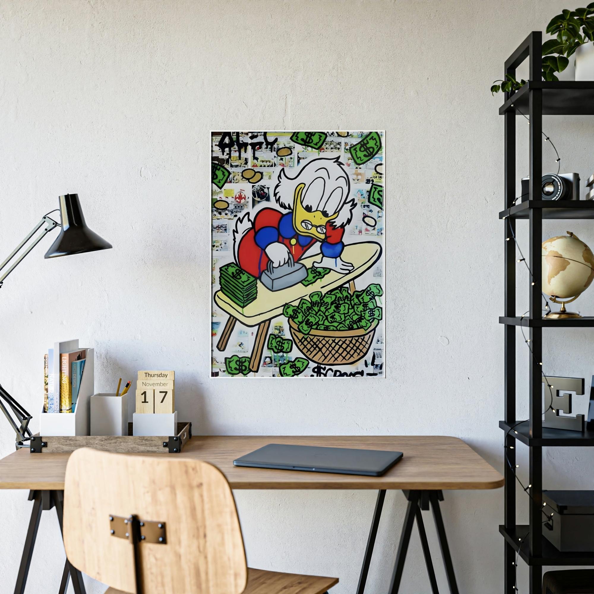 Monopoly & Motivation The Money Duck: Wall Art Prints of a Duck in Alec Monopoly's Iconic Money-Themed Graffiti Style on Framed Canvas