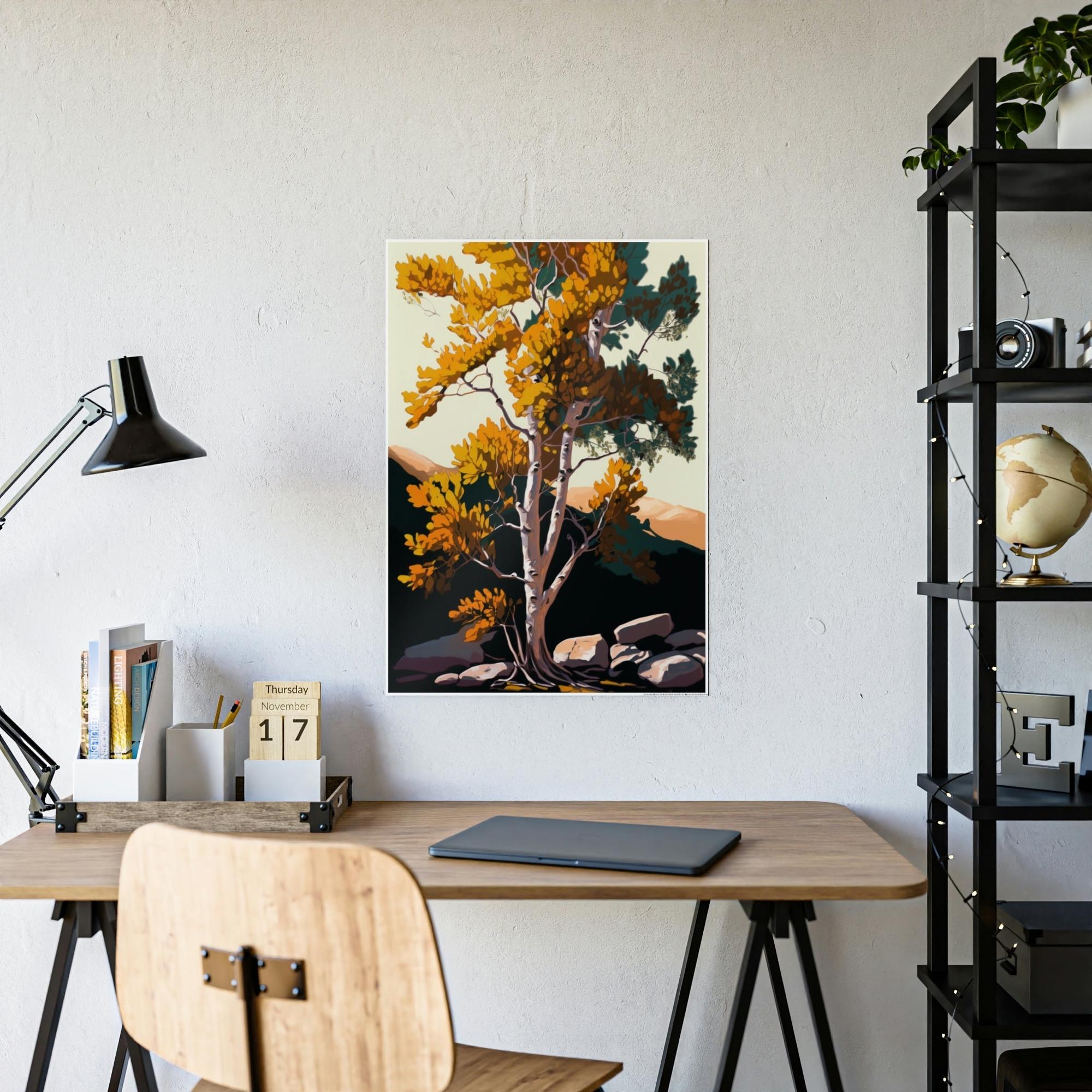 Aspen Trees The Enchantment of Fall: Framed Canvas & Poster Print of Aspen Trees in the Forest