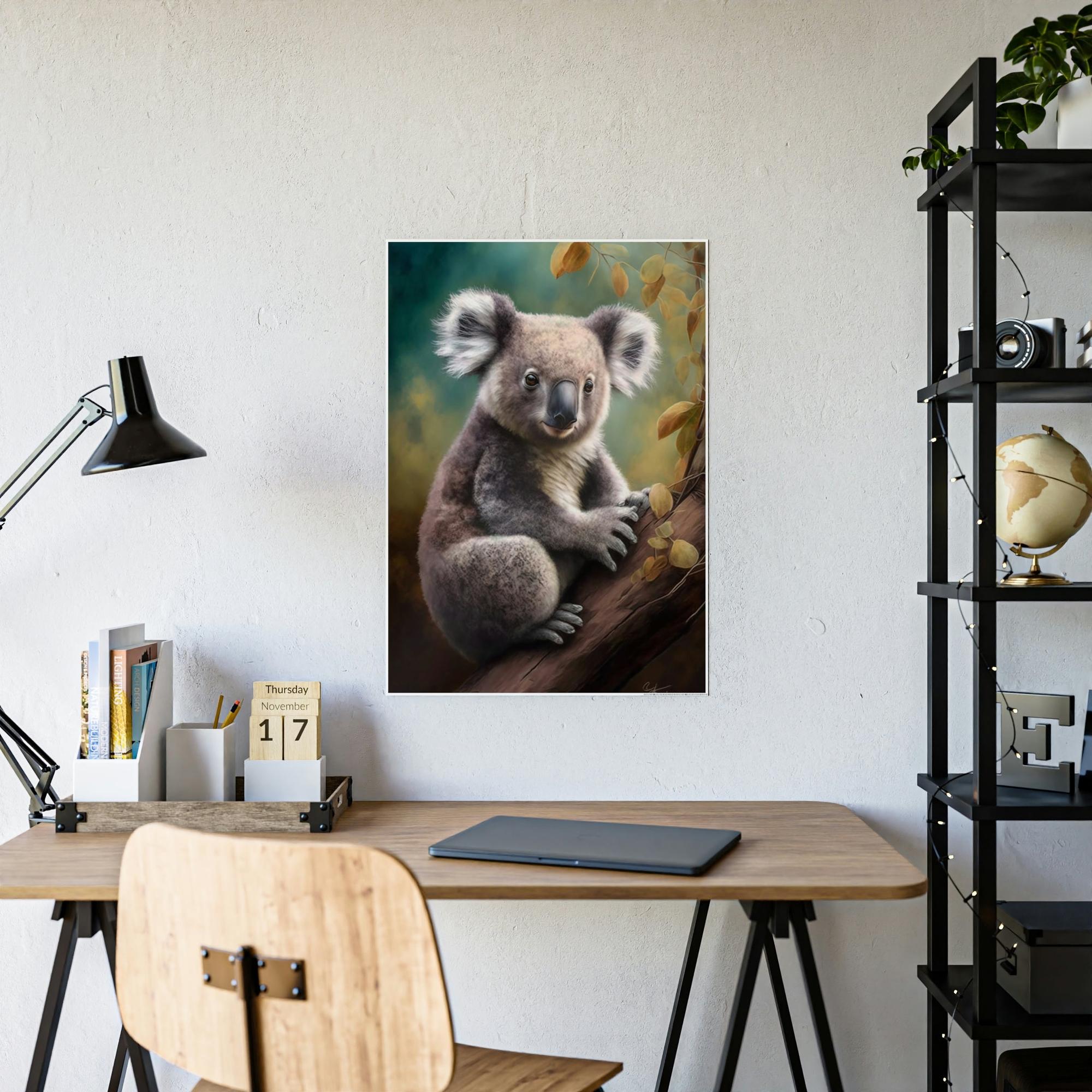 Koalas A Peaceful Moment in the Eucalyptus Forest: A Koala Painting on Canvas