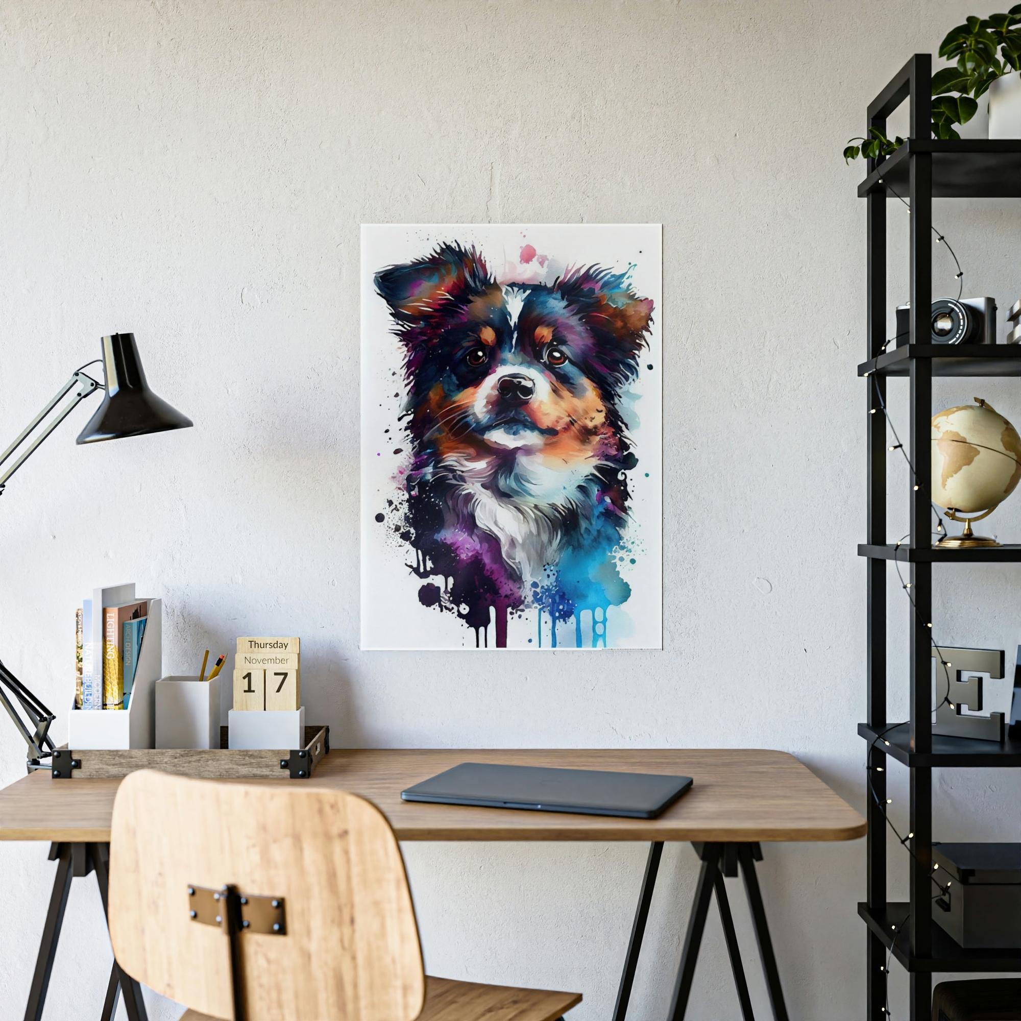 Dogs Dog's Life: Framed Poster of a Happy Pup on Canvas