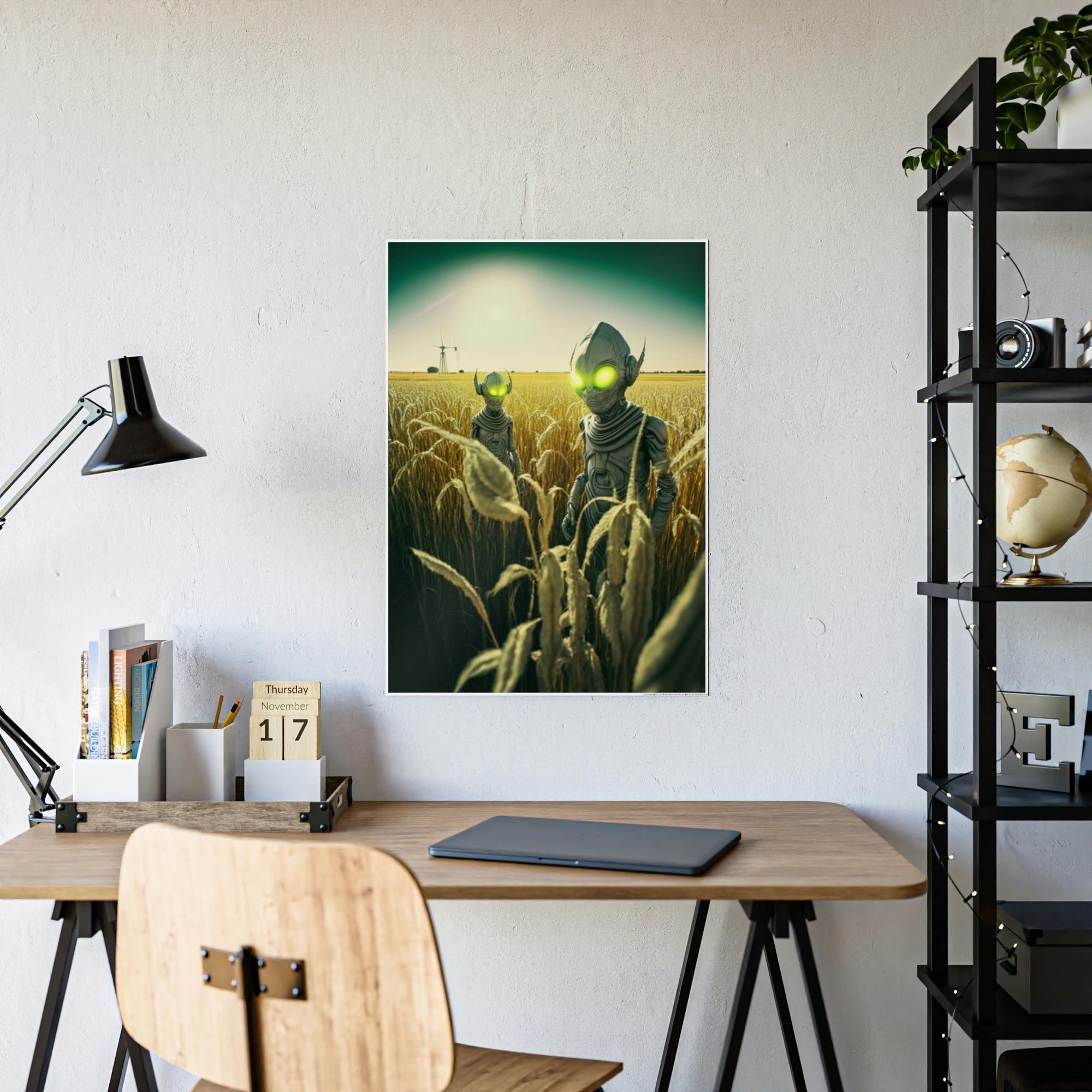 Aliens Artistic Aliens: A Canvas Print Featuring Mysterious Extraterrestrial Life Forms