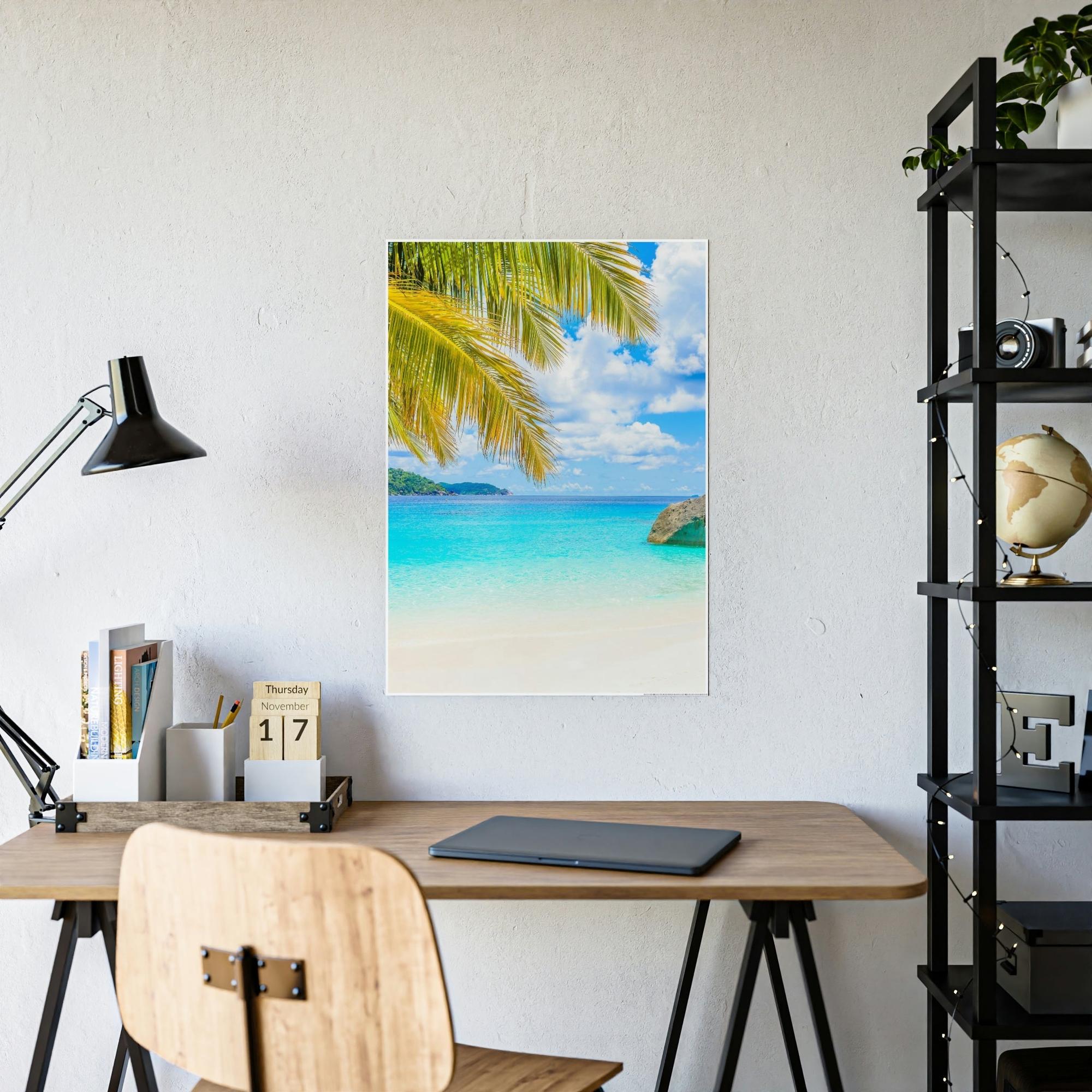 Island Beach Seaside Splendor: Canvas Art of a Tranquil Island Beach Destination