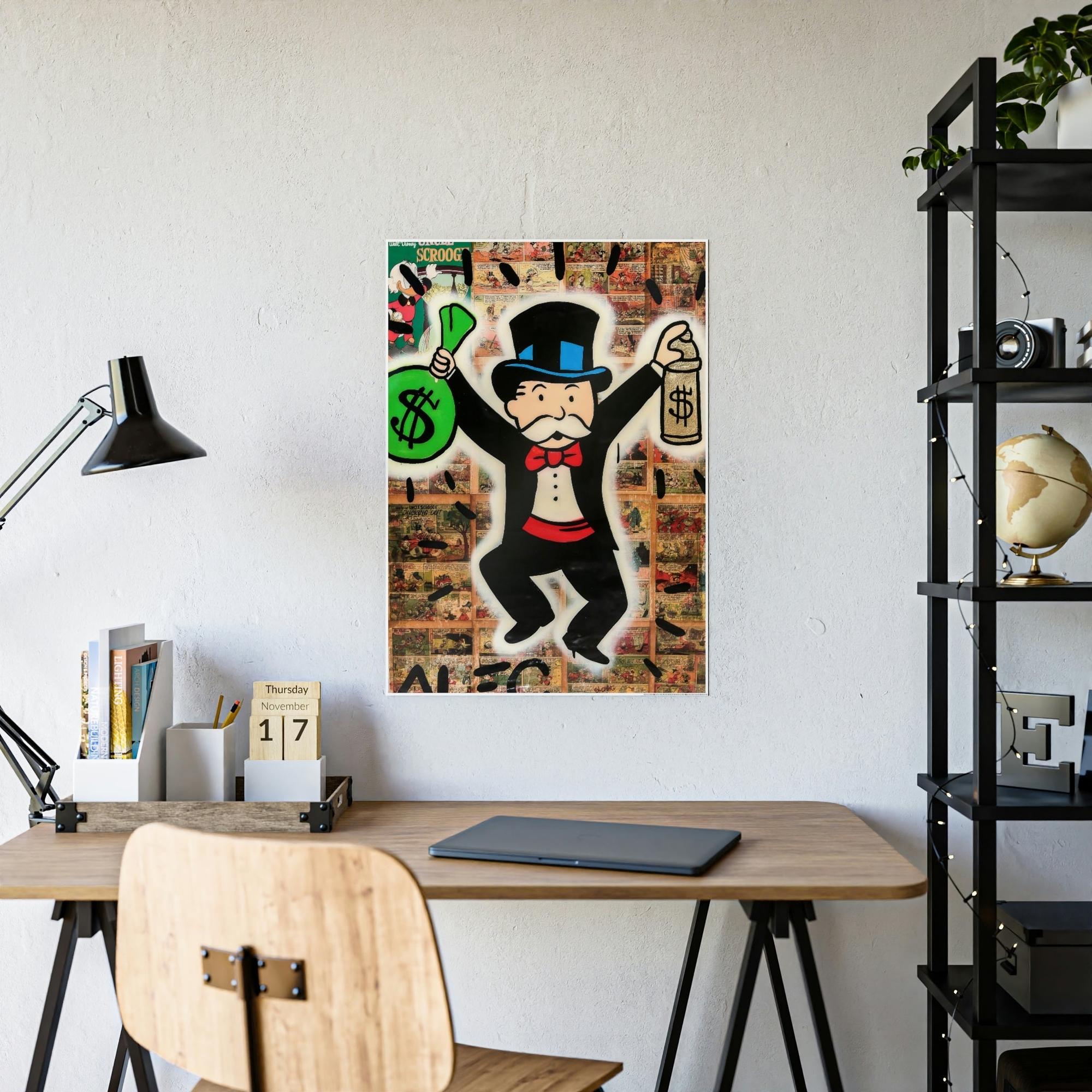 Monopoly & Motivation Money Talks: Framed Canvas and Poster Print of Alec Monopoly Art