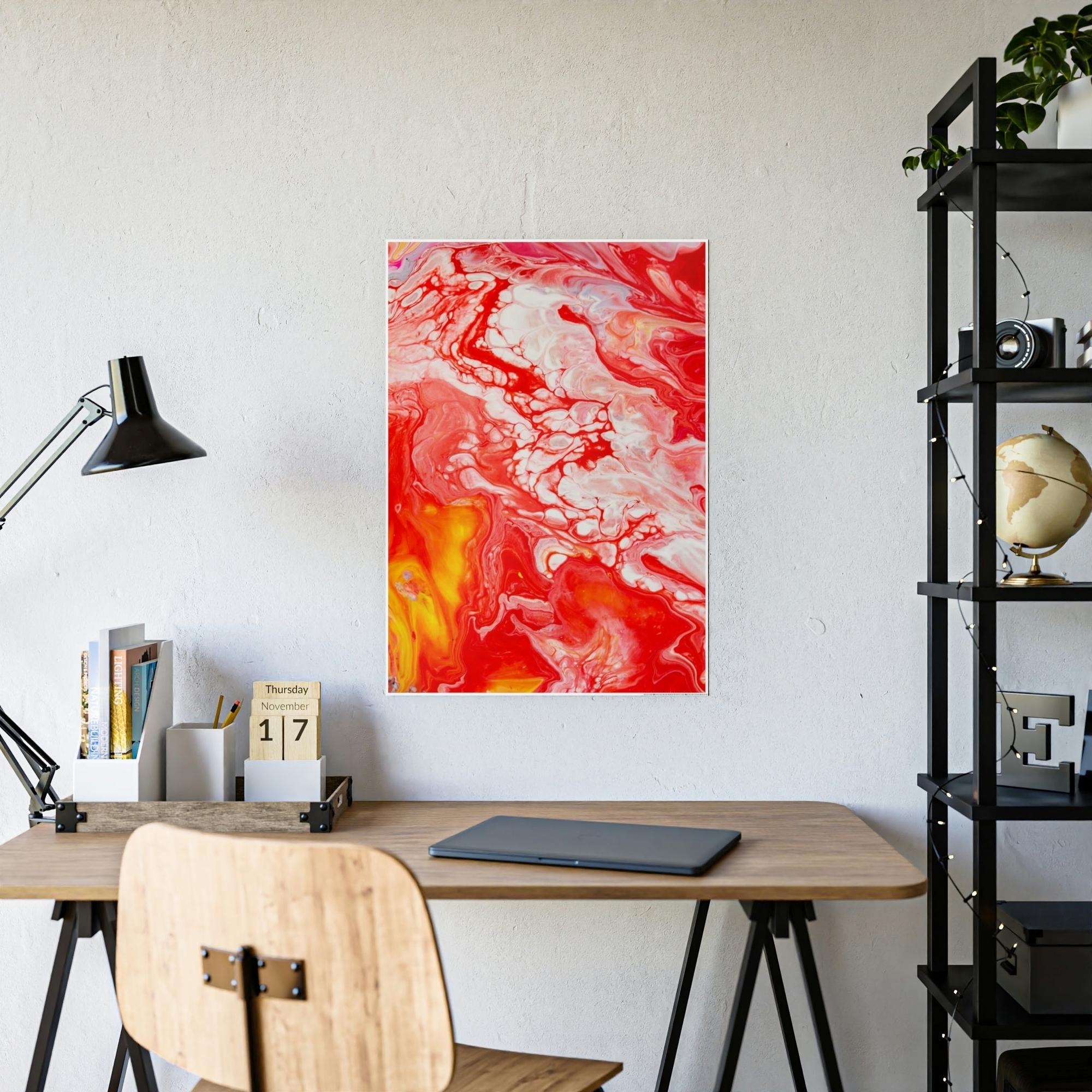 Red Abstract Art Abstract Passion: A Stunning Red Art Print on Framed Poster and Canvas