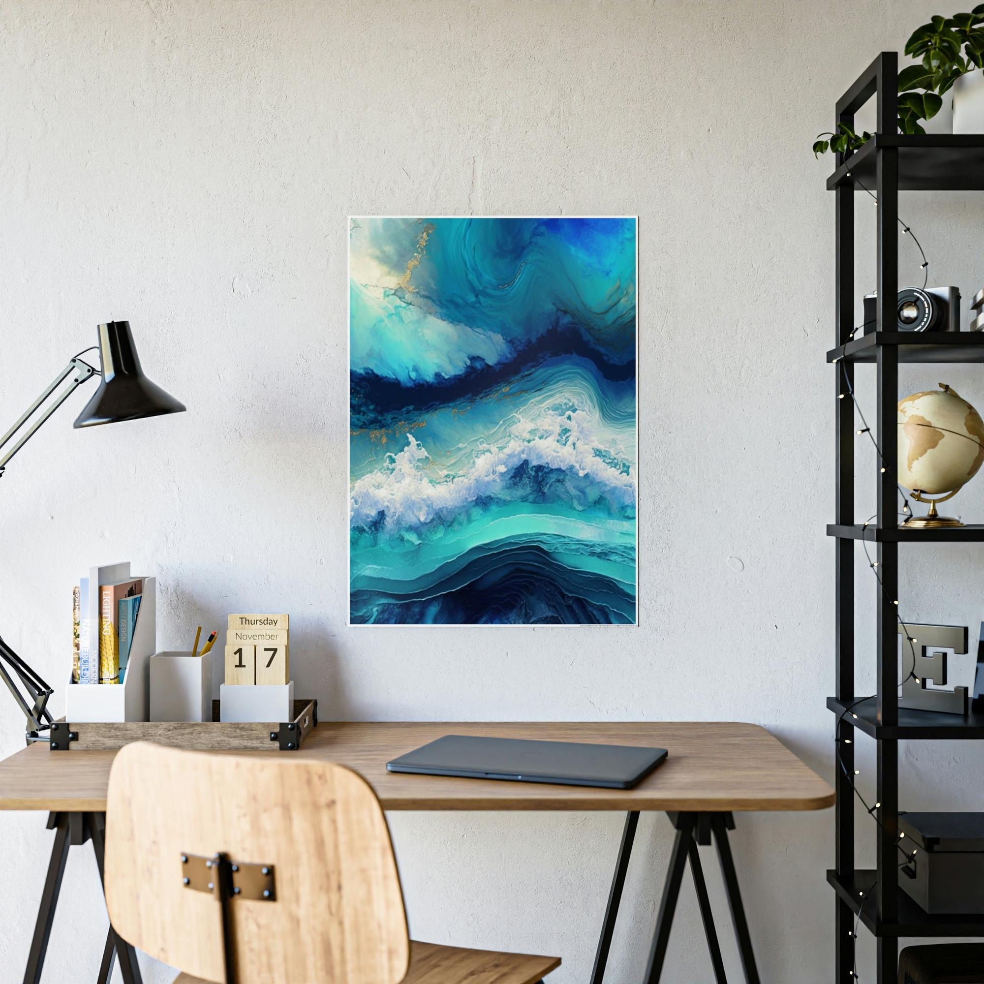 Abstract Ocean The Serenity of Waves: A Framed Canvas & Poster Artwork of an Ocean View