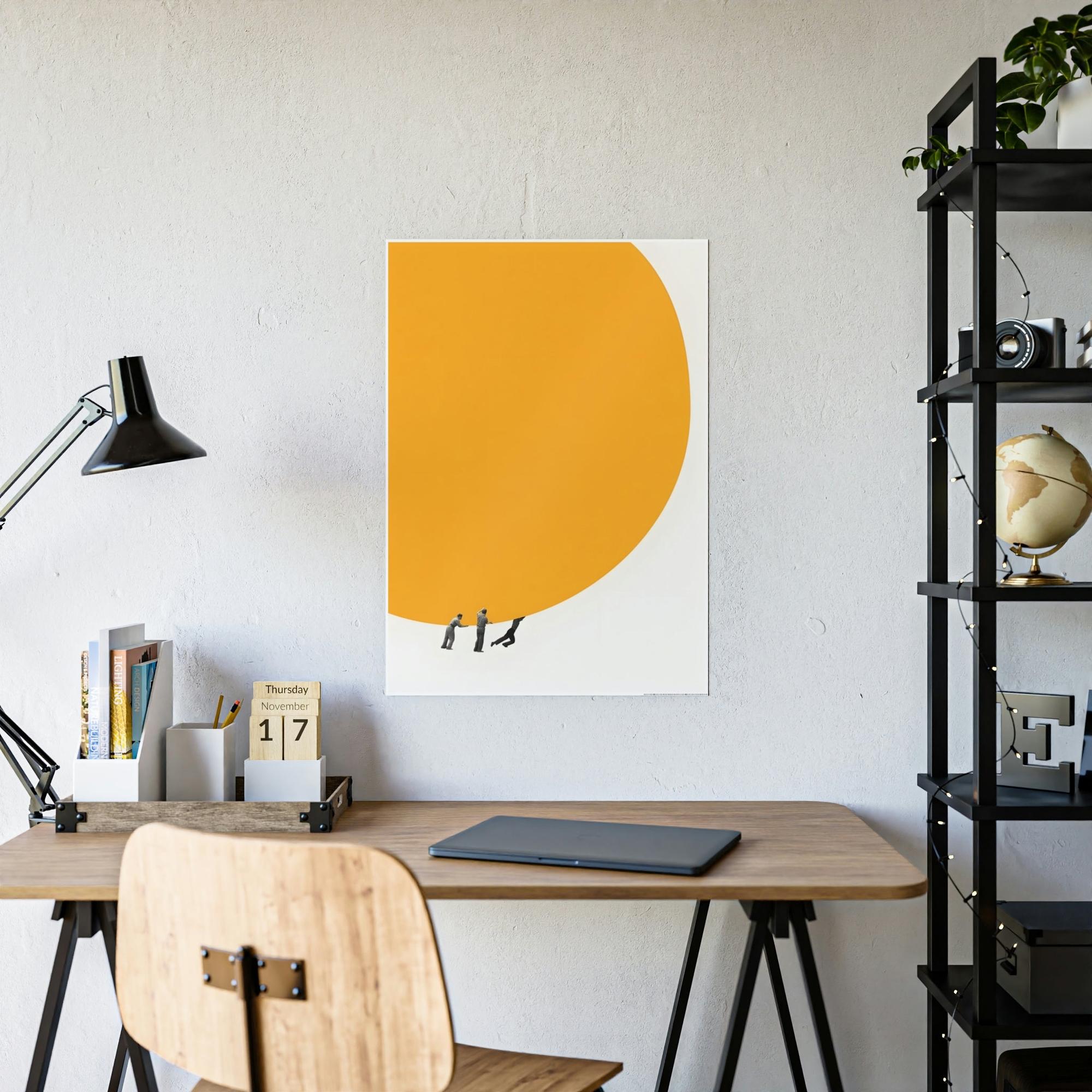 Yellow Beautiful Wall Art Print of Yellow Flowers on Natural Canvas