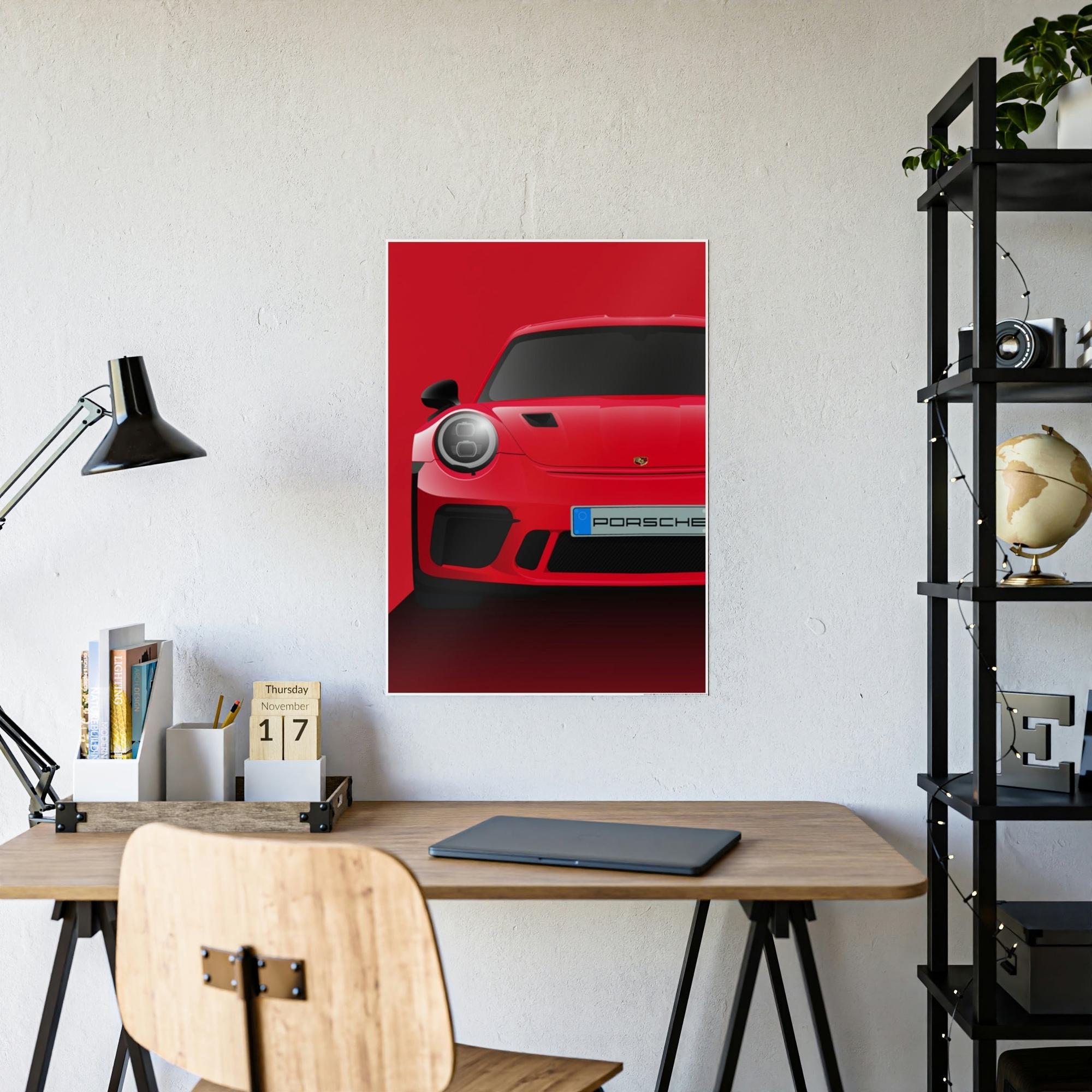 Porsche The Red Rocket: A Poster Print of a Red Porsche That Captivates the Eye