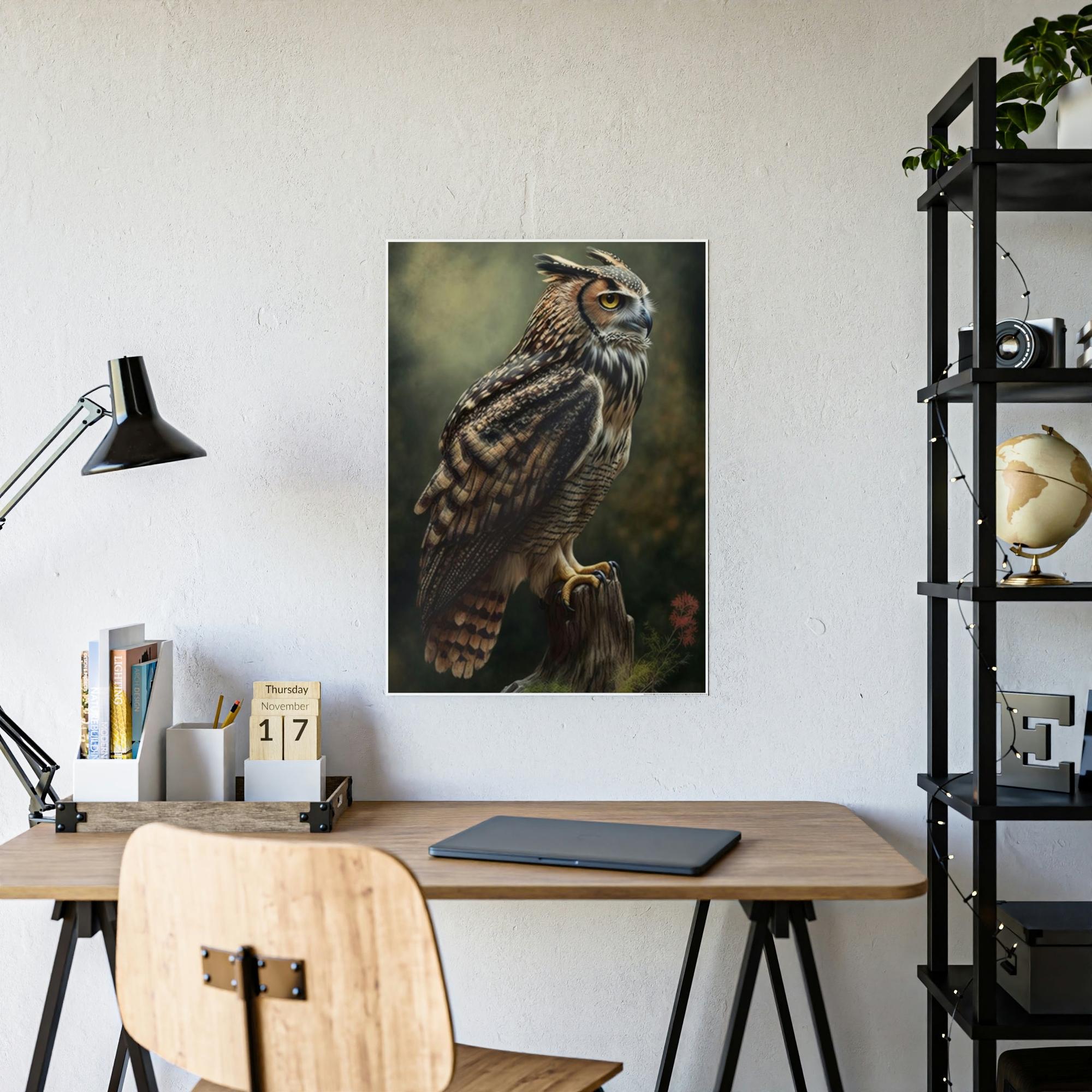 Owls Eyes of the Forest: A Painting of an Owl in its Habitat