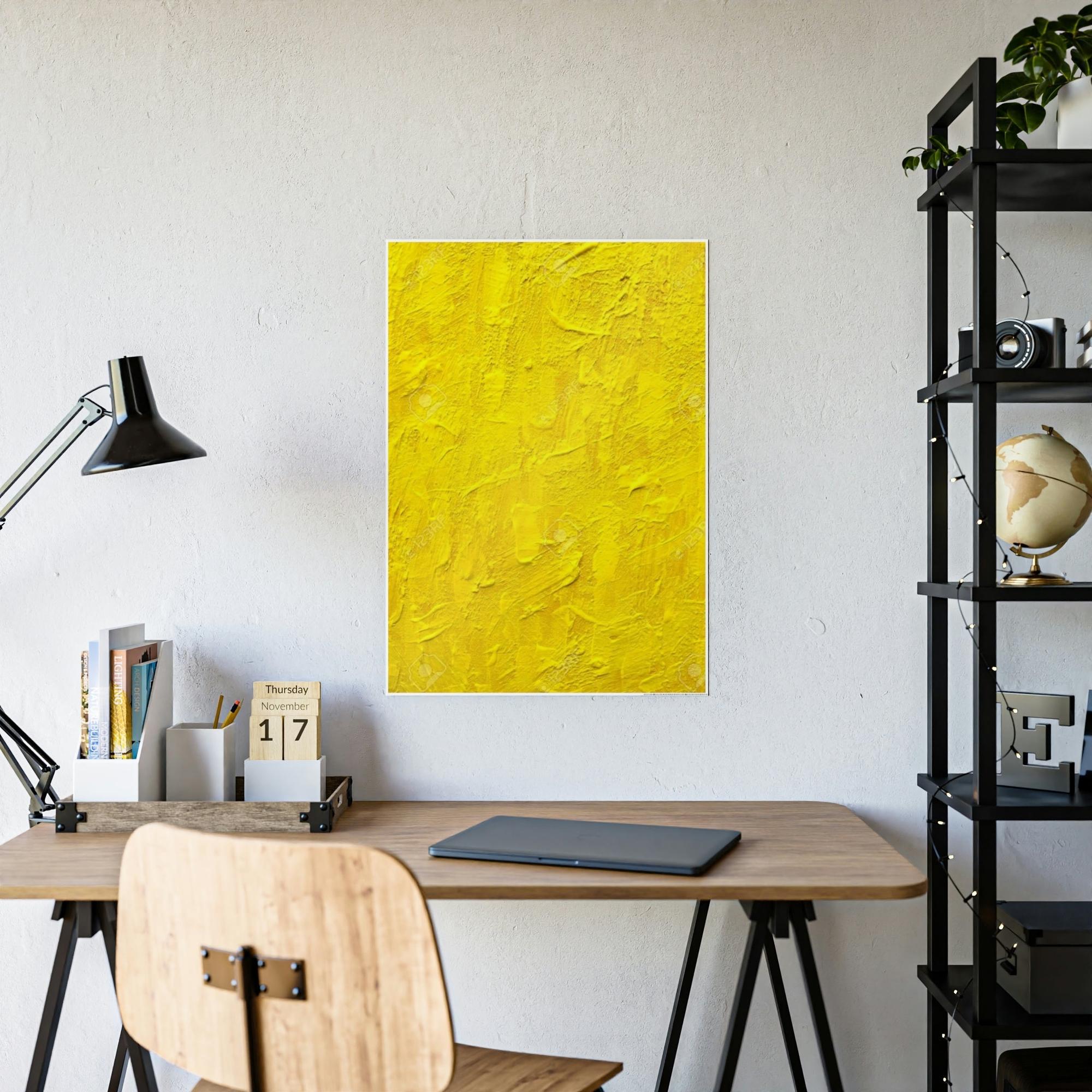 Yellow Relaxing and Serene Wall Art Print of a Yellow Color on Natural Canvas