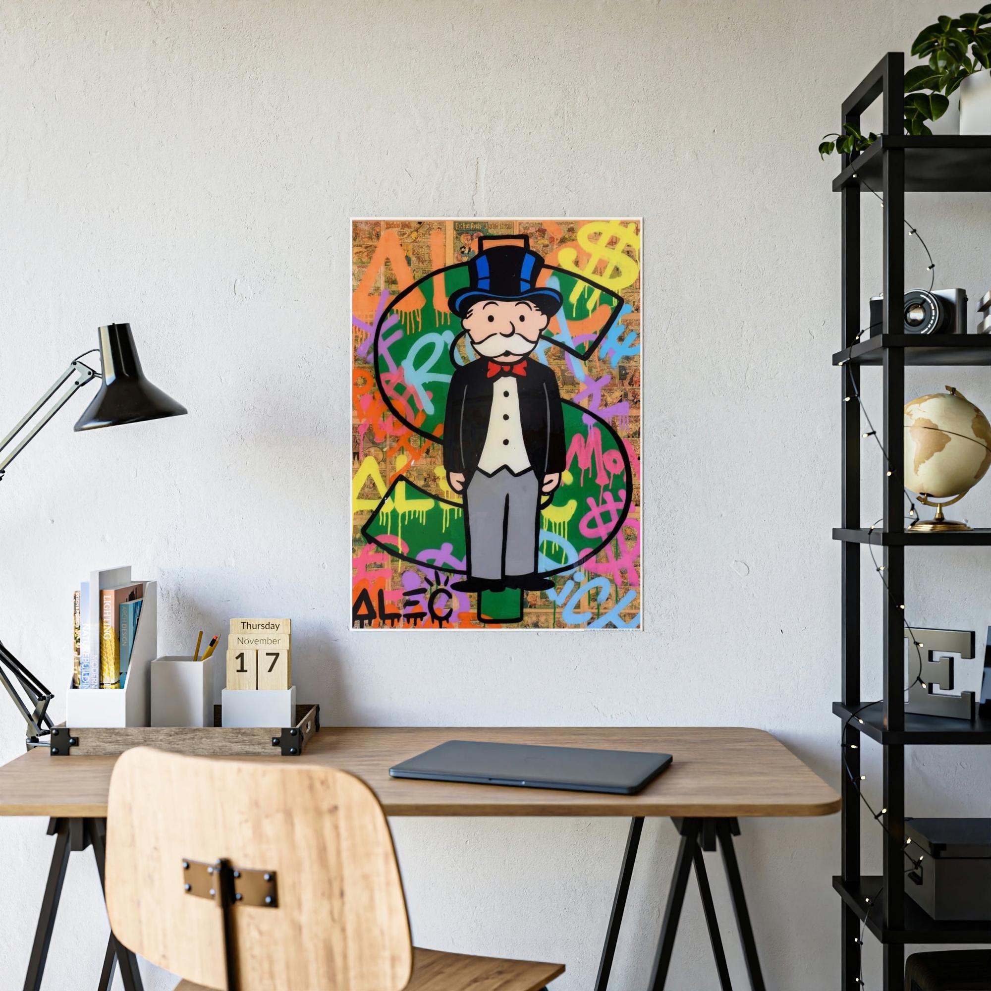 Monopoly & Motivation Monopoly Madness: Alec Monopoly Inspired Canvas and Poster Print for Art Enthusiasts