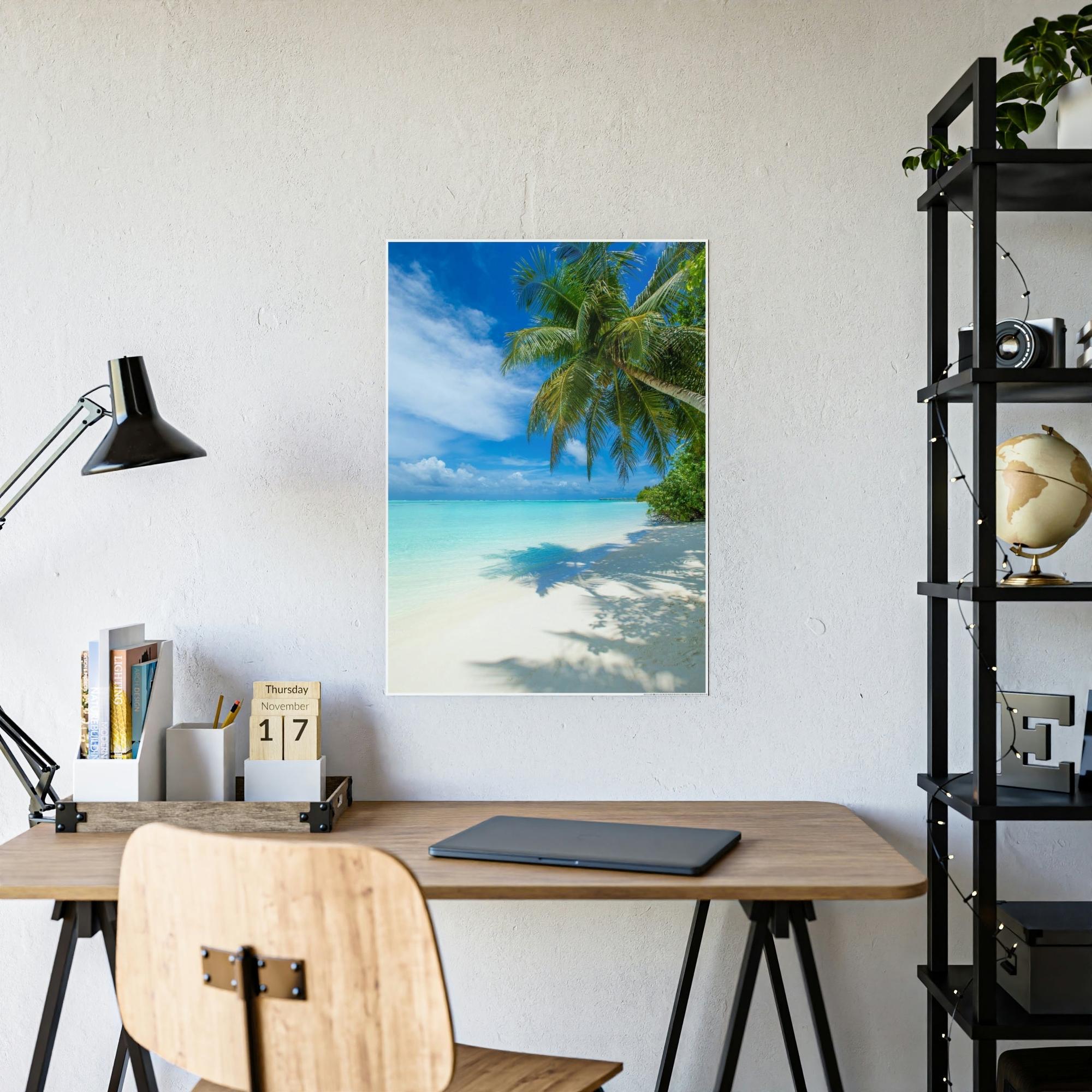 Island Beach Oceanic Dream: Wall Art of a Stunning Island Beach Scene on a Natural Canvas