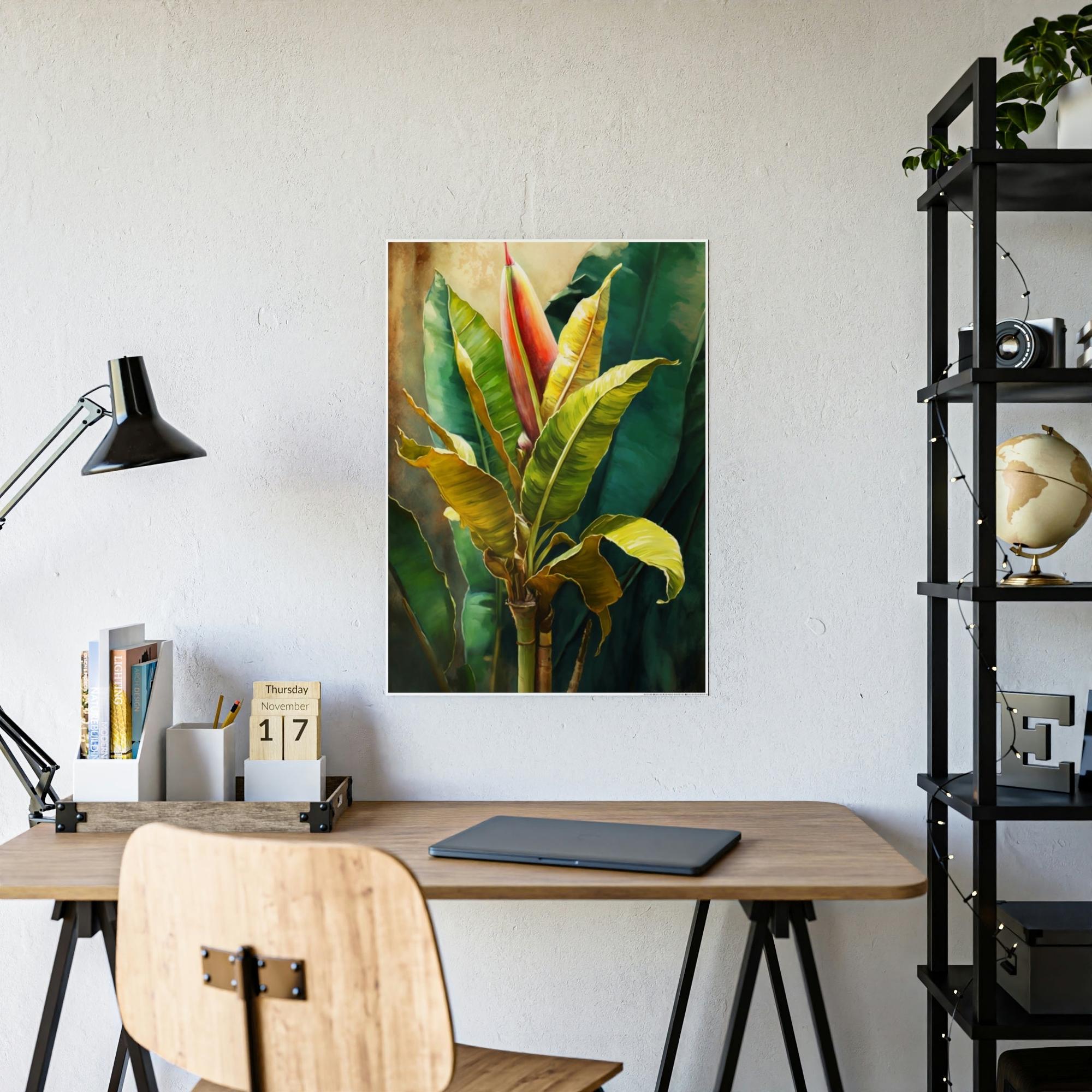 Banana Trees Tropical Escape: Print on Canvas of Exotic Banana Trees as Wall Art