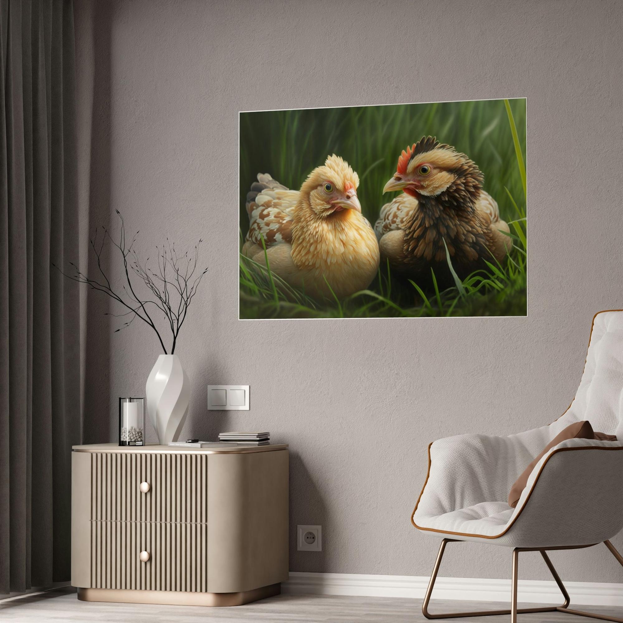 Chickens Rustic Henhouse: Framed Canvas with Delightful Chickens