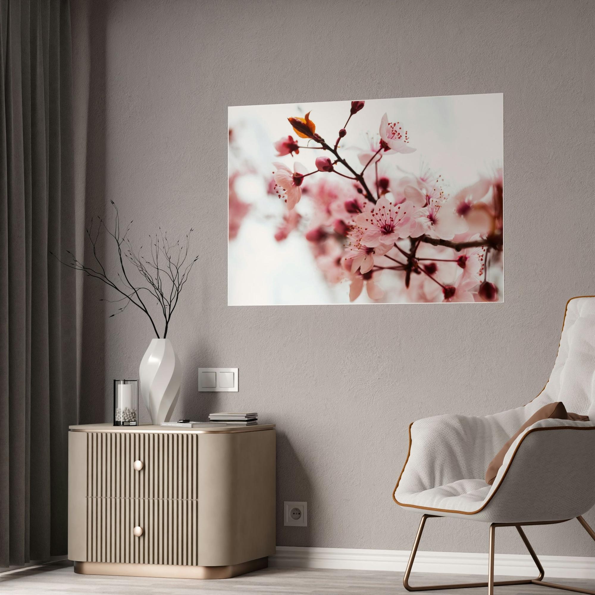 Almond Blossoms Blossoming Beauty: Almond Blossoms on Natural Canvas & Poster