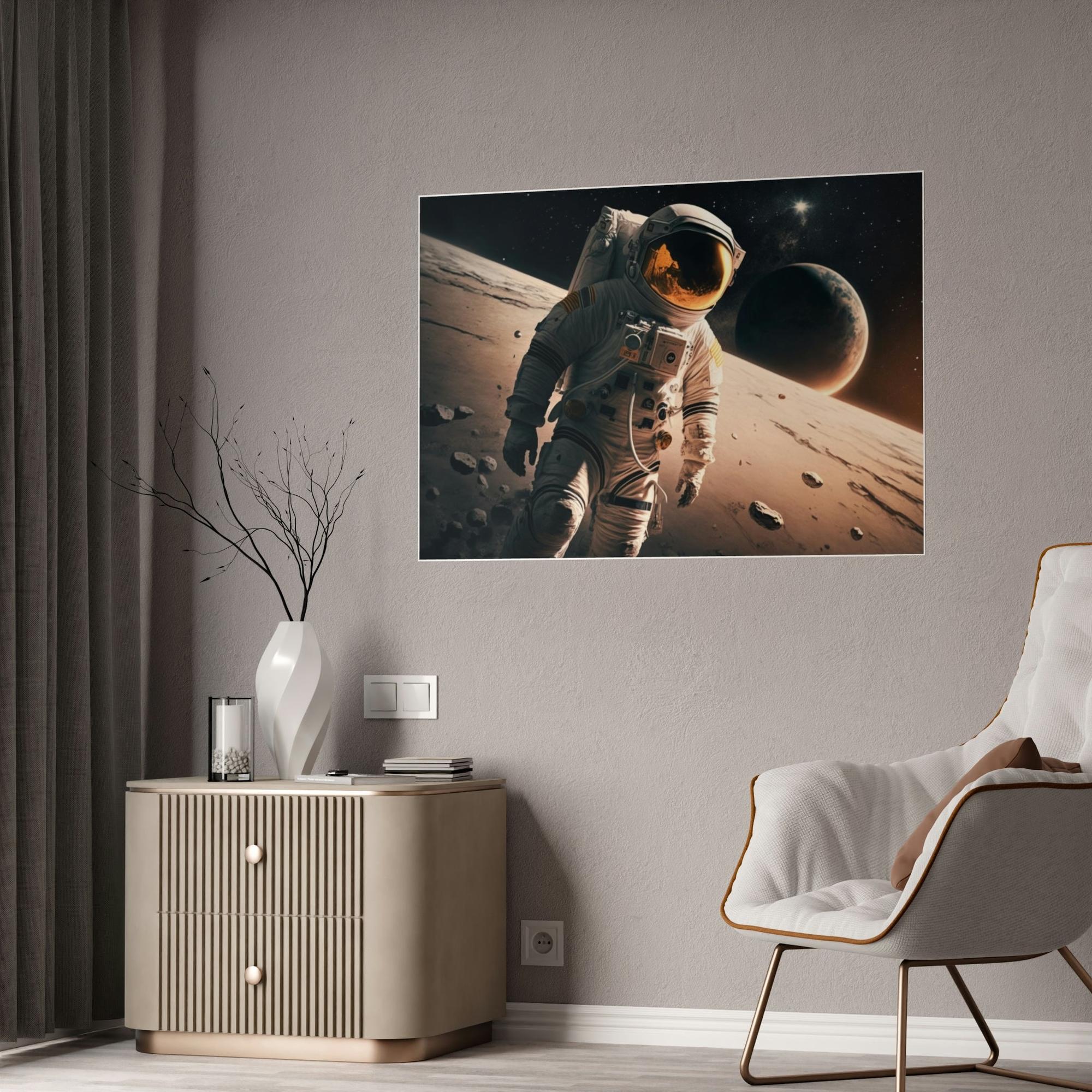 Astronauts Journey to the Stars: Astronauts on Natural Canvas and Framed Poster
