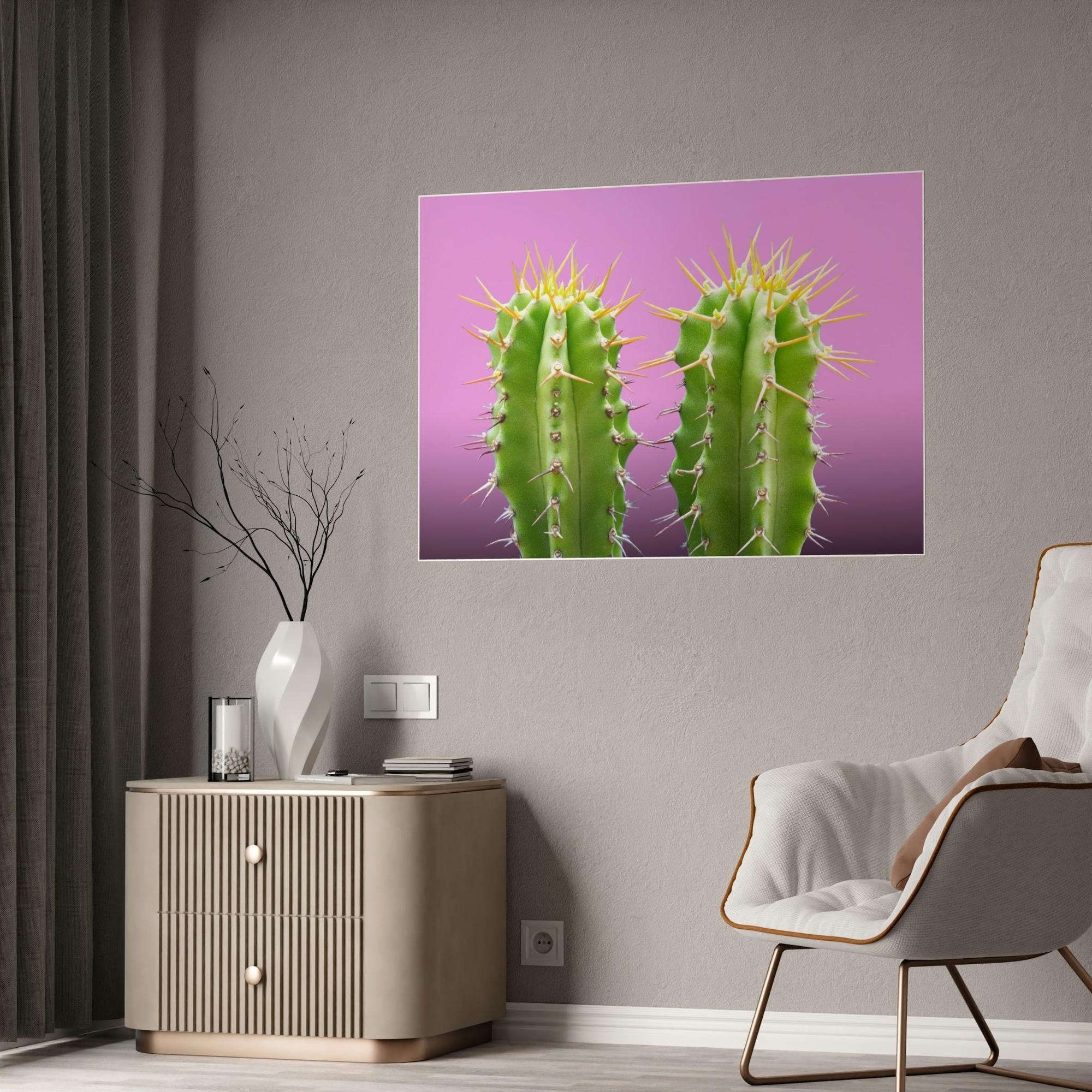 Cactus Spiky Splendor: Cactus Print on Canvas for a Modern Twist