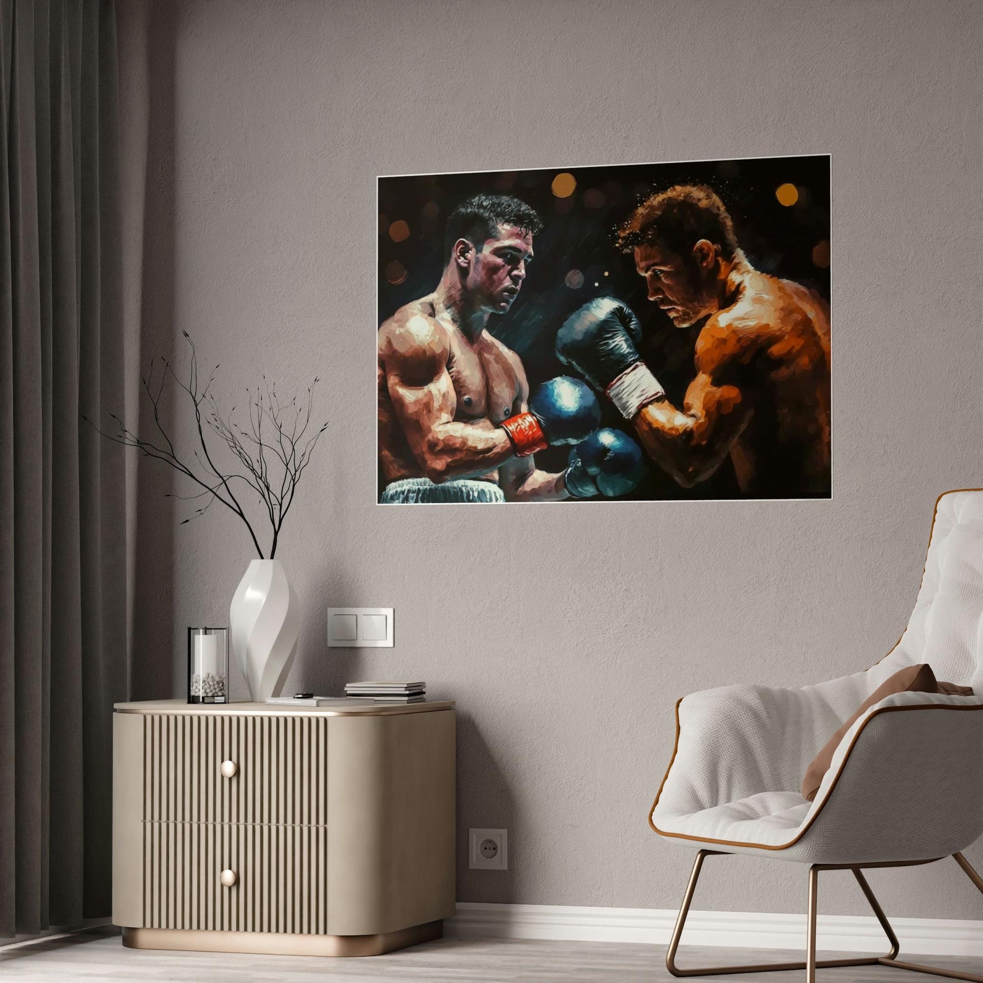 Boxing Boxing Power: Framed Canvas and Print with Powerful Boxing Art