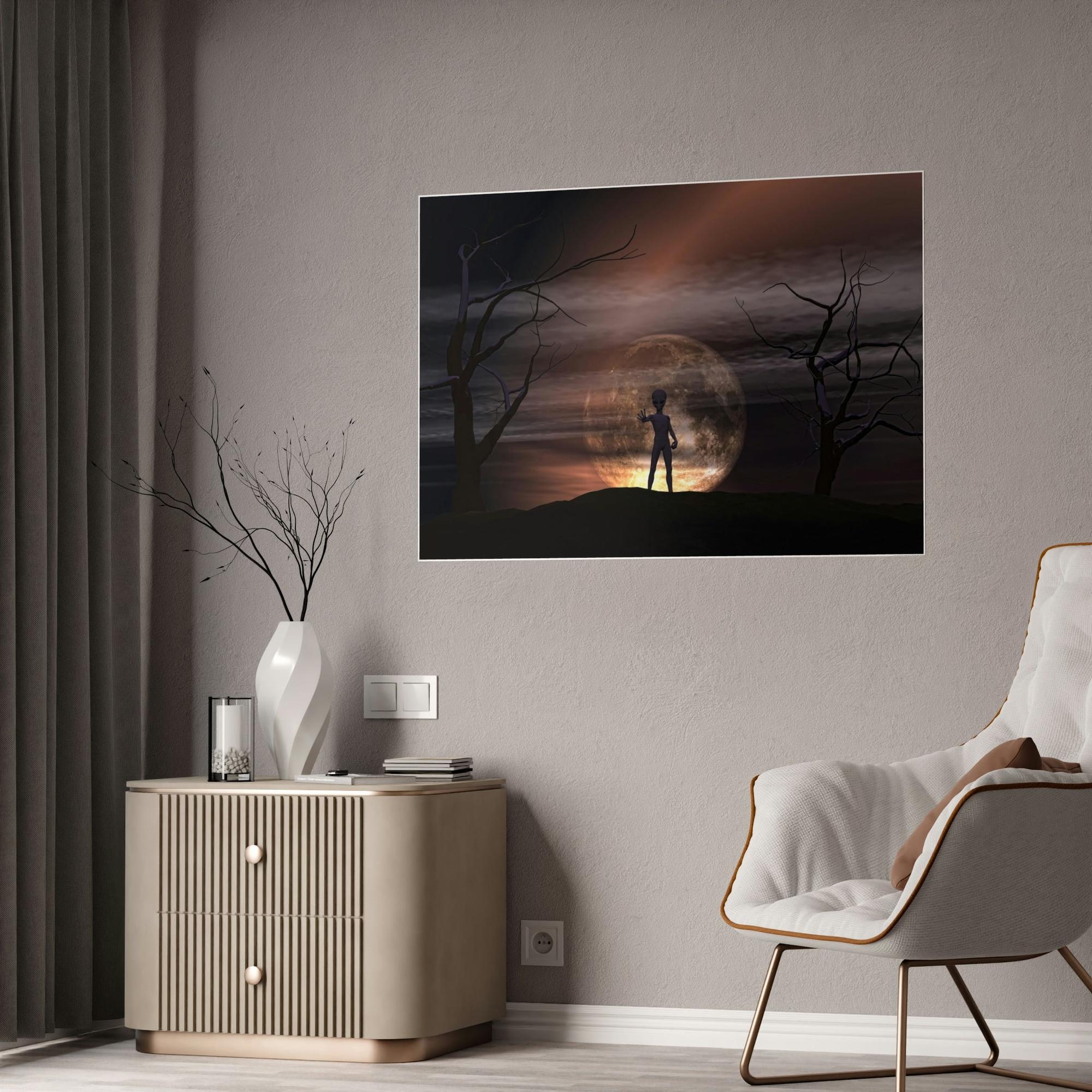 Aliens Cosmic Encounters: High-Quality Canvas Art Print of Aliens